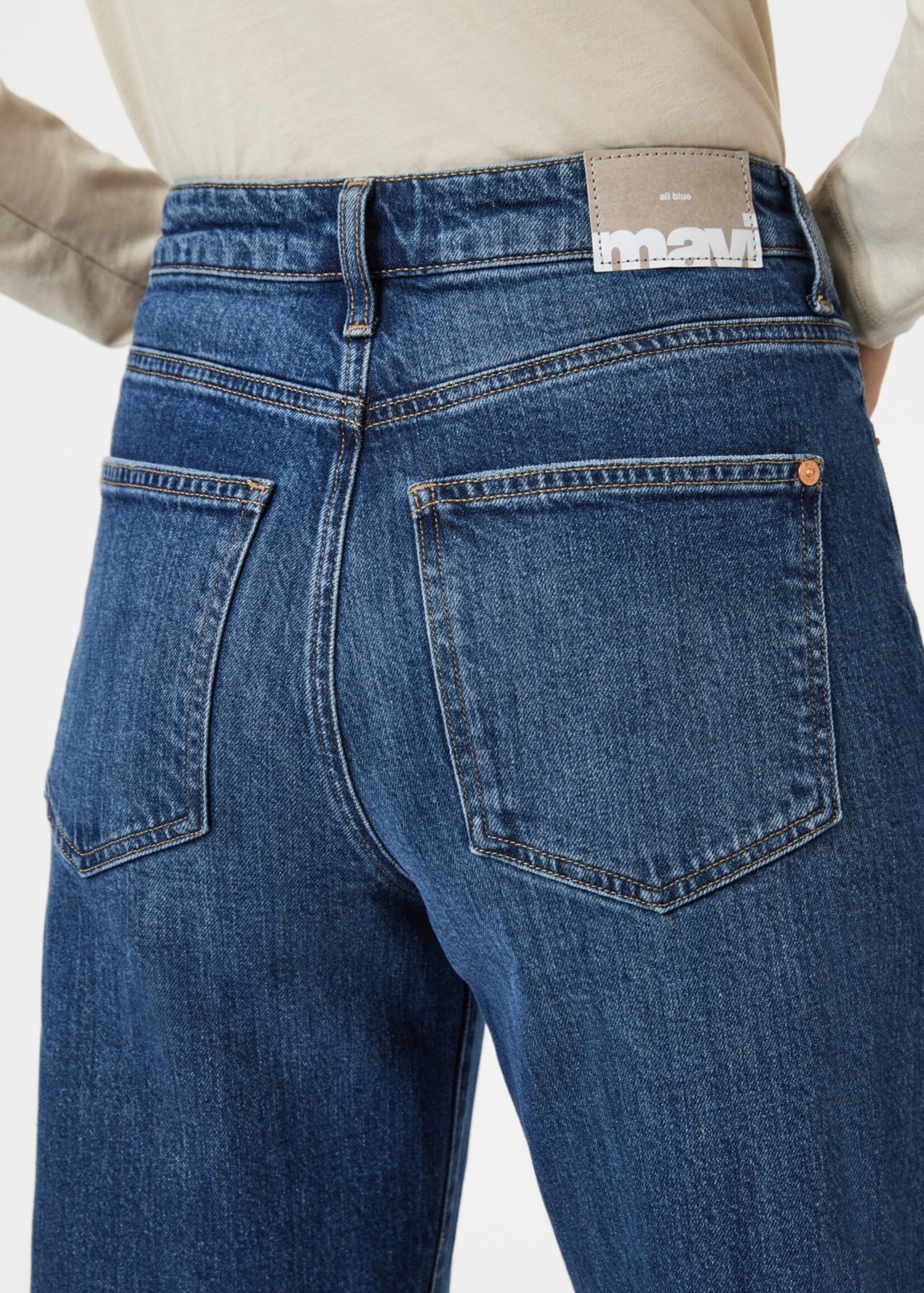 Mavi MAVI Pantalon Ample Taille Mi-Haute Florida à Jambe Large - Bleu Classique Minuit