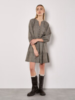Apricot Apricot Heritage Chekered Ruffle Hem Mini Dress - Grey