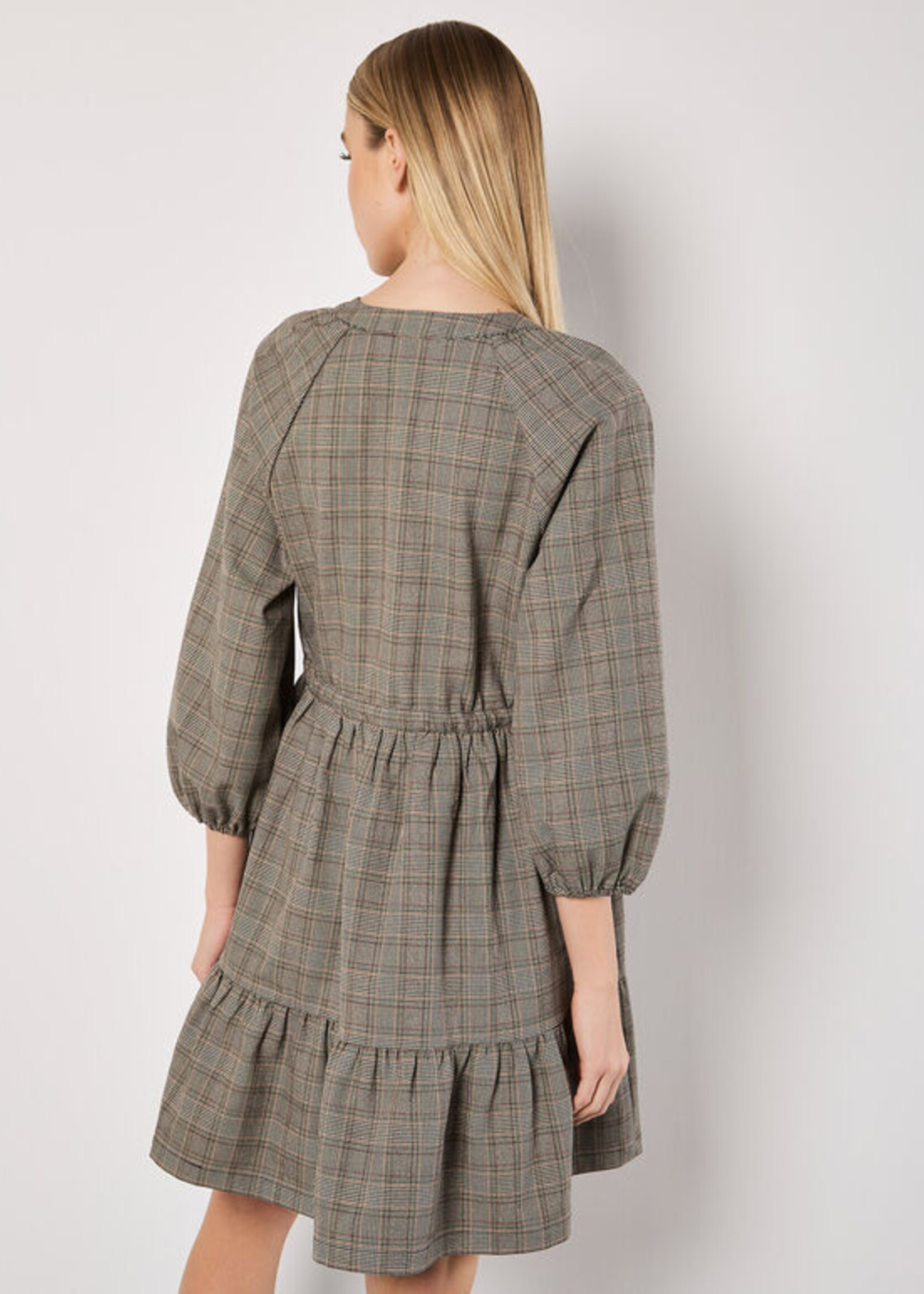 Apricot Apricot Robe Courte à Carreaux & Ourlet Volanté Heritage - Gris