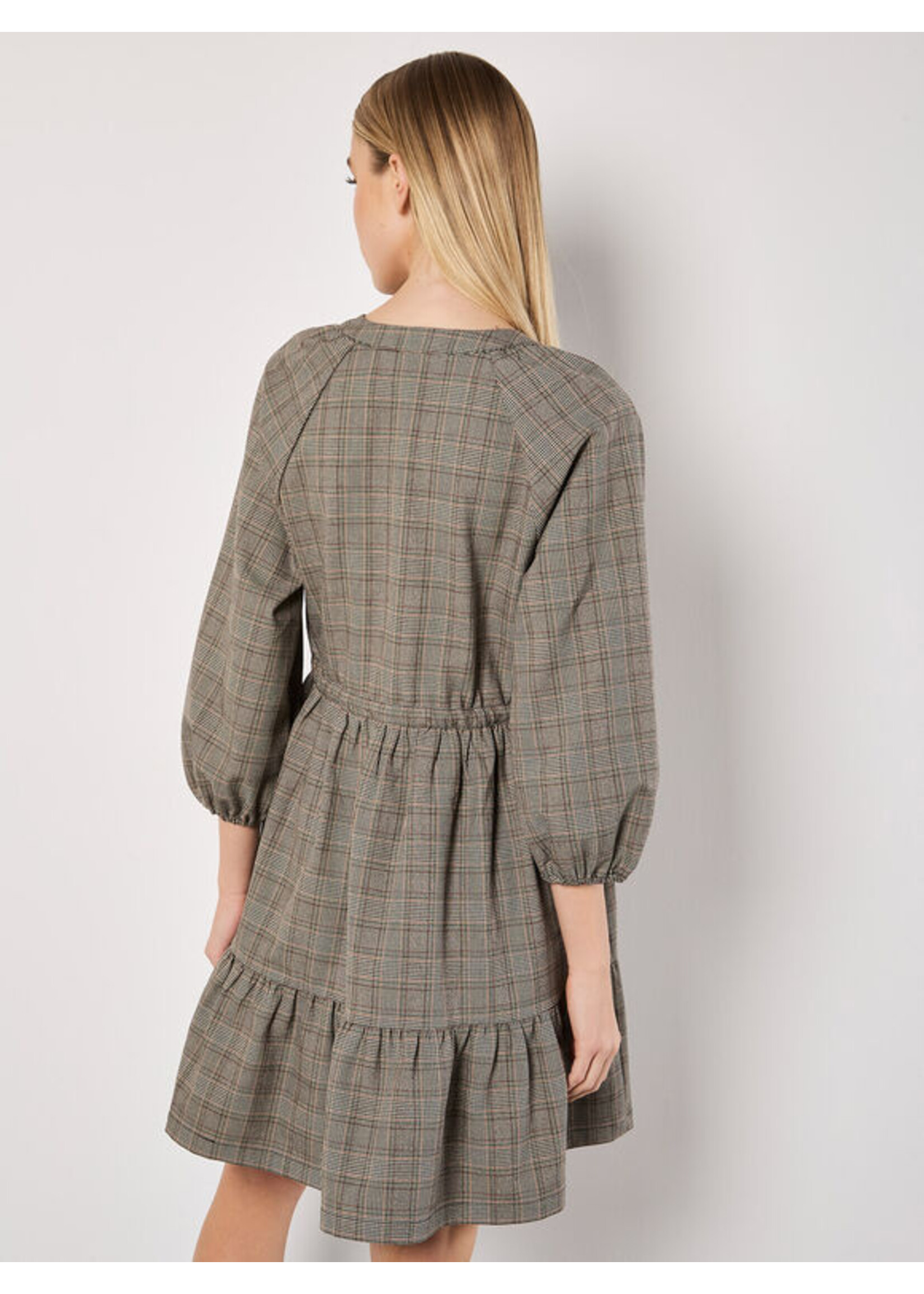 Apricot Apricot Robe Courte à Carreaux & Ourlet Volanté Heritage - Gris