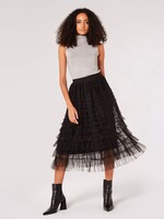 Apricot Apricot Tule Layared Midi Skirt - Black