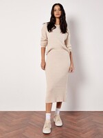 Apricot Apricot Fine Gauge Cable Knit Midi Skirt - Stone