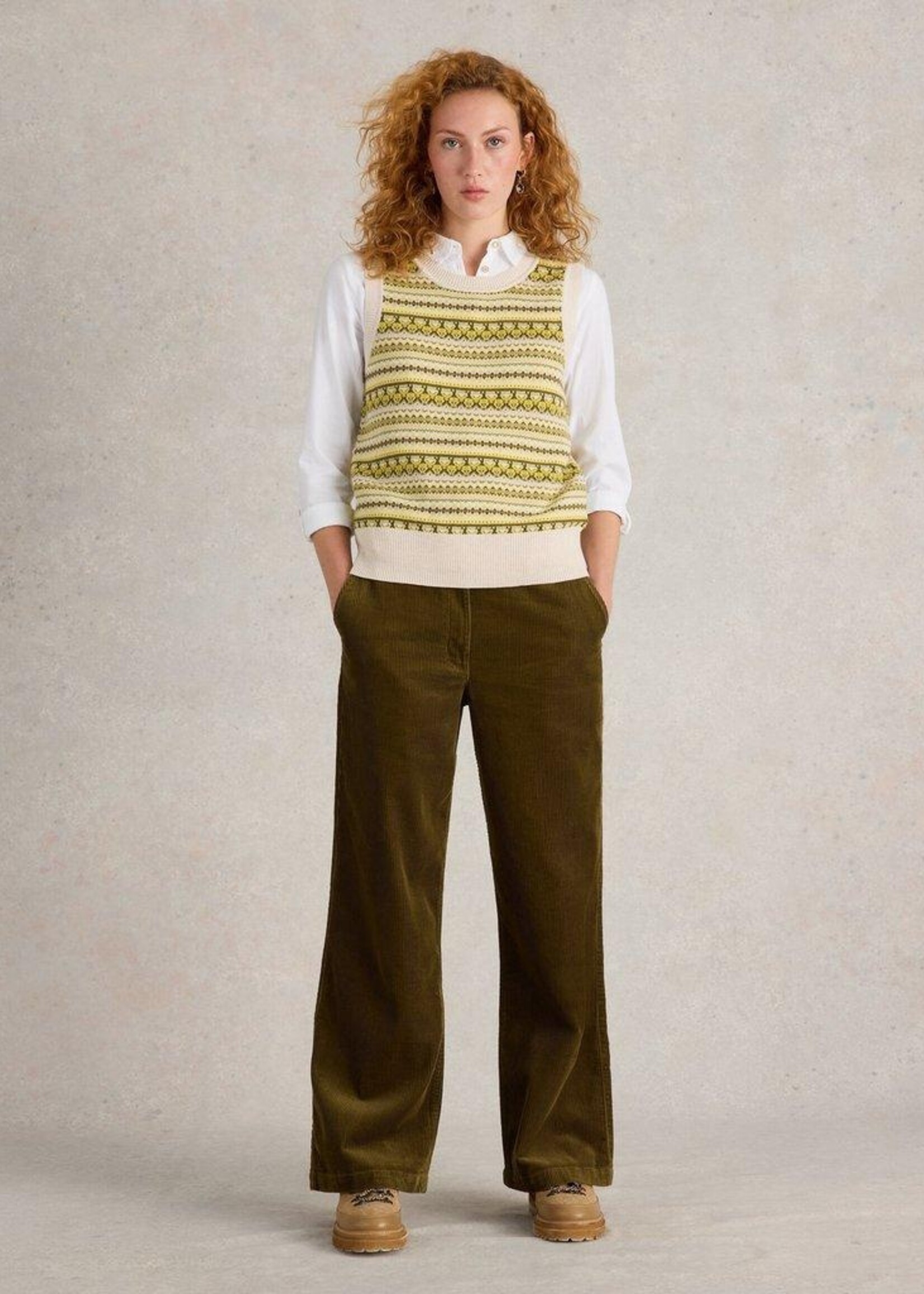 White Stuff White Stuff Fairisle Stripe Tank - Chartreuse Melange