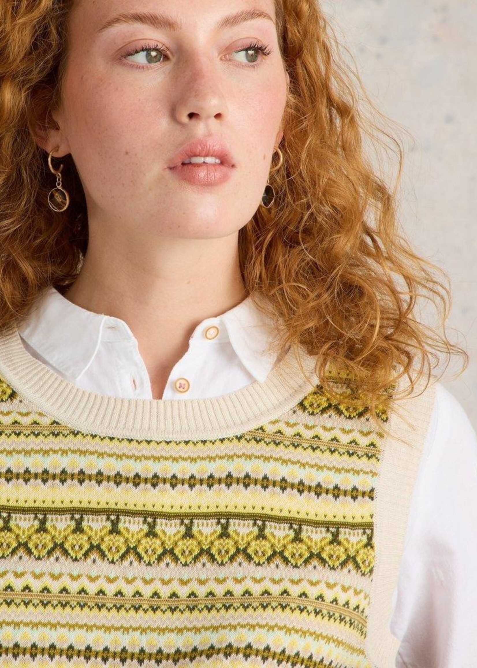 White Stuff White Stuff Fairisle Stripe Tank - Chartreuse Melange