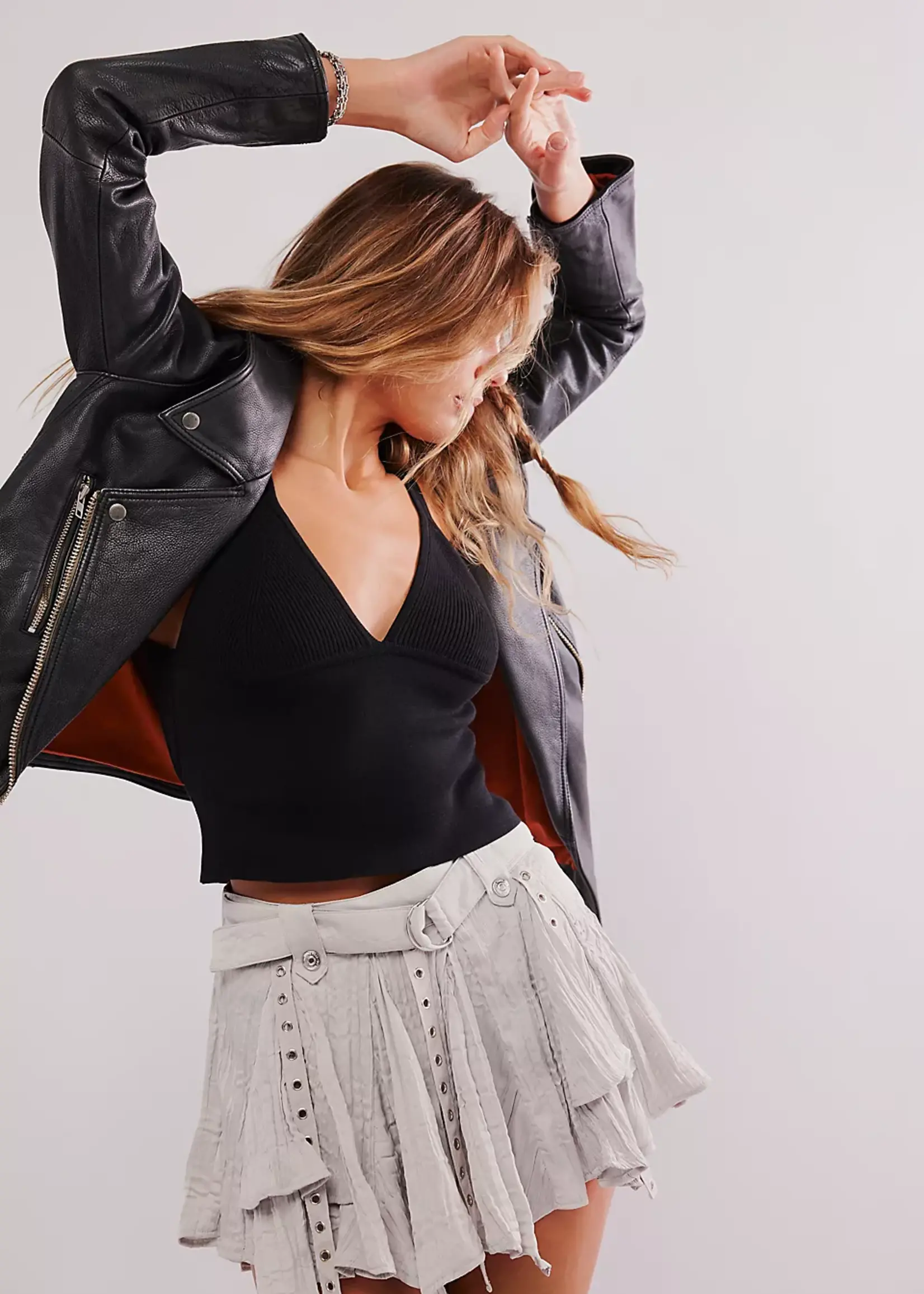Free People Free People Rue Mini Skirt - Pumice Stone