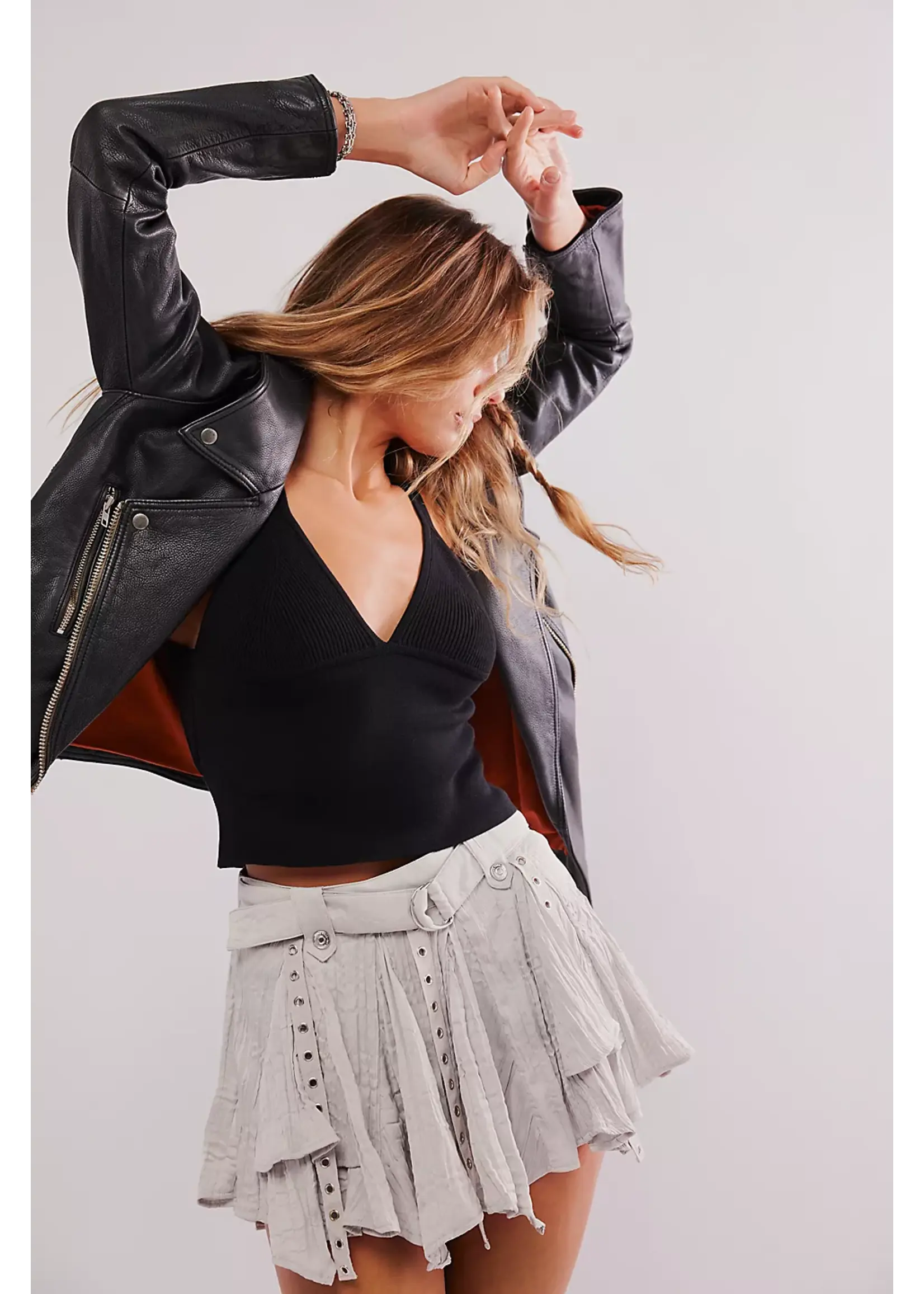 Free People Free People Rue Mini Skirt - Pumice Stone