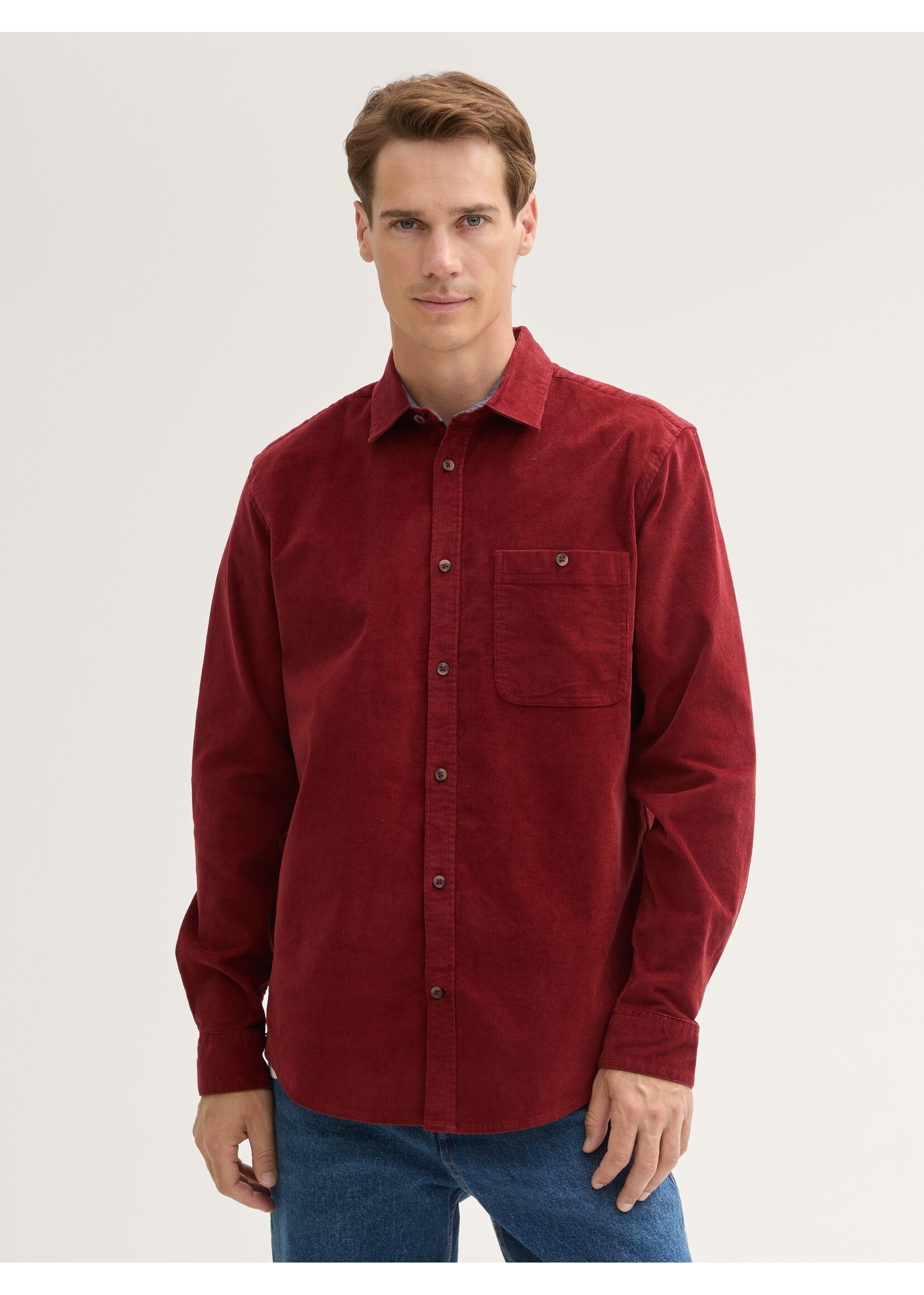 Tom Tailor Tom Tailor Strech Corduroy Shirt - Deep Red