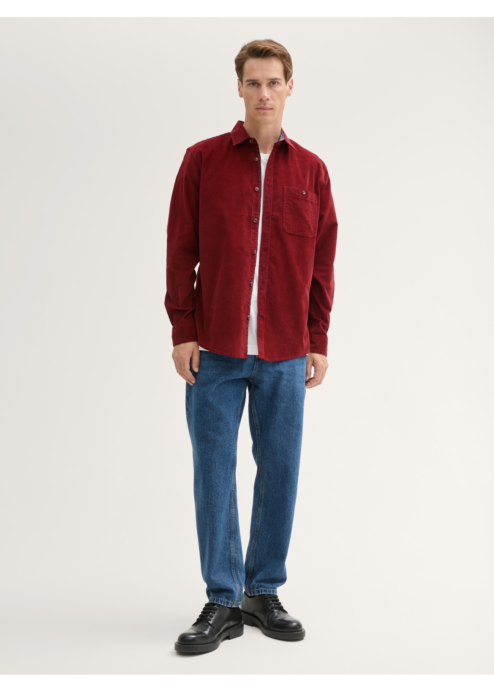 Tom Tailor Tom Tailor Chemise En Velours Côtelé Extensible - Deep Red