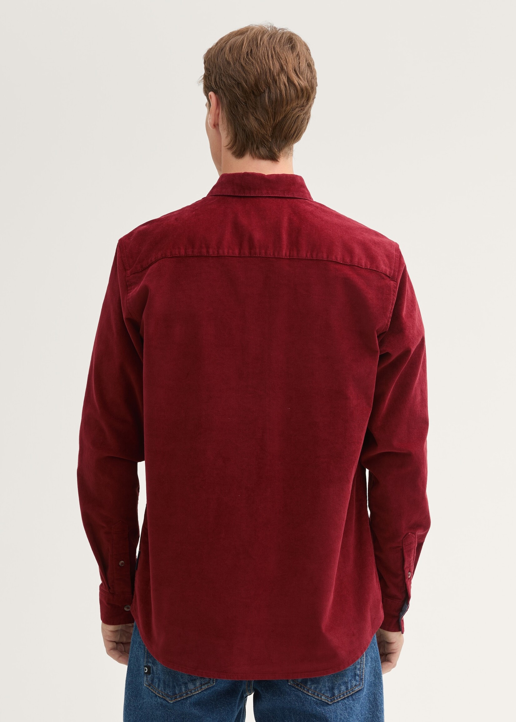 Tom Tailor Tom Tailor Chemise En Velours Côtelé Extensible - Rouge Foncé