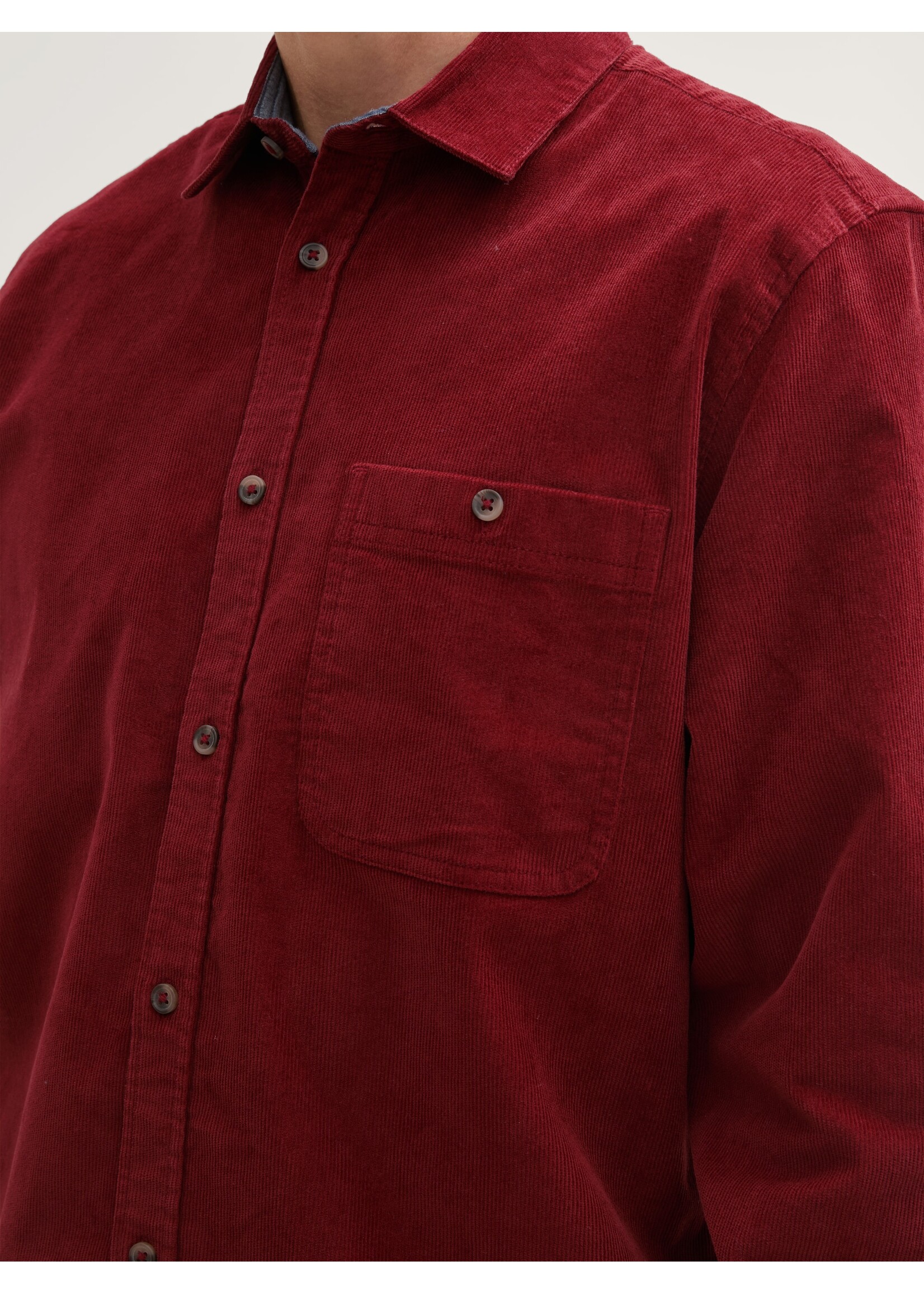 Tom Tailor Tom Tailor Chemise En Velours Côtelé Extensible - Deep Red