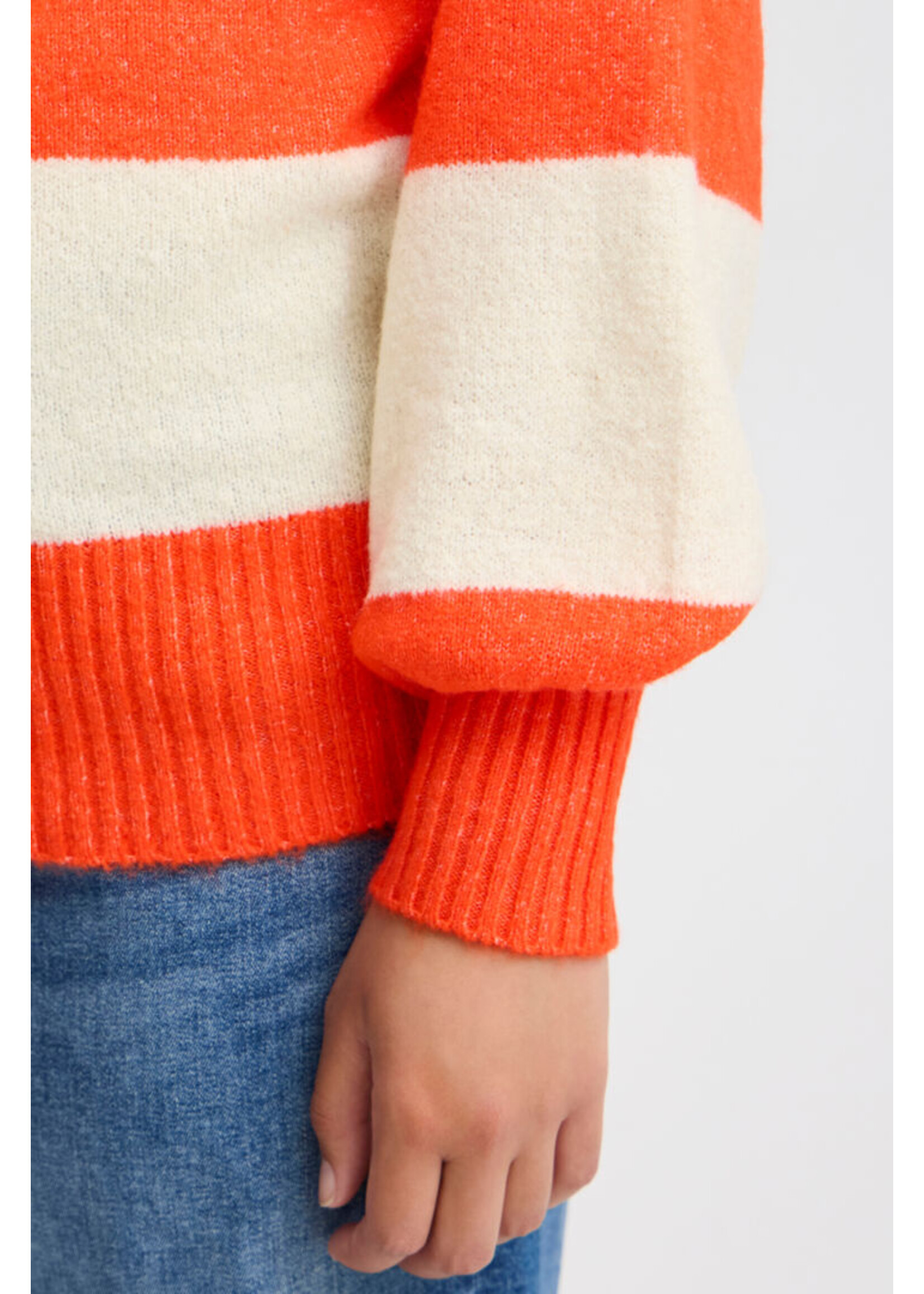 ICHI ICHI Pull IHEDEN - Rayé Orange/Lait d'Amande