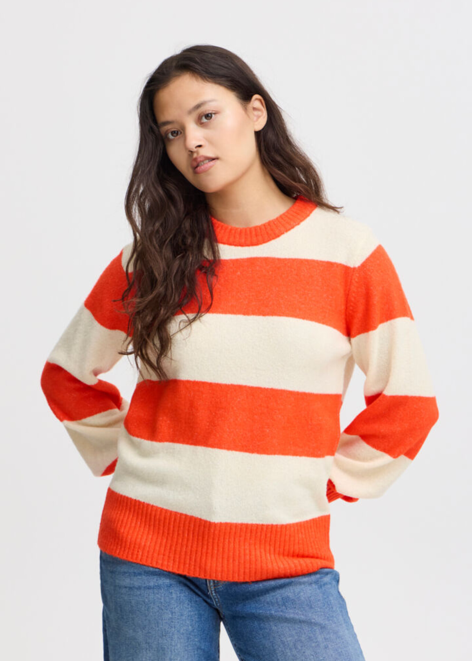 ICHI ICHI IHEDEN Pullover - Orange/Almond Milk Stripe