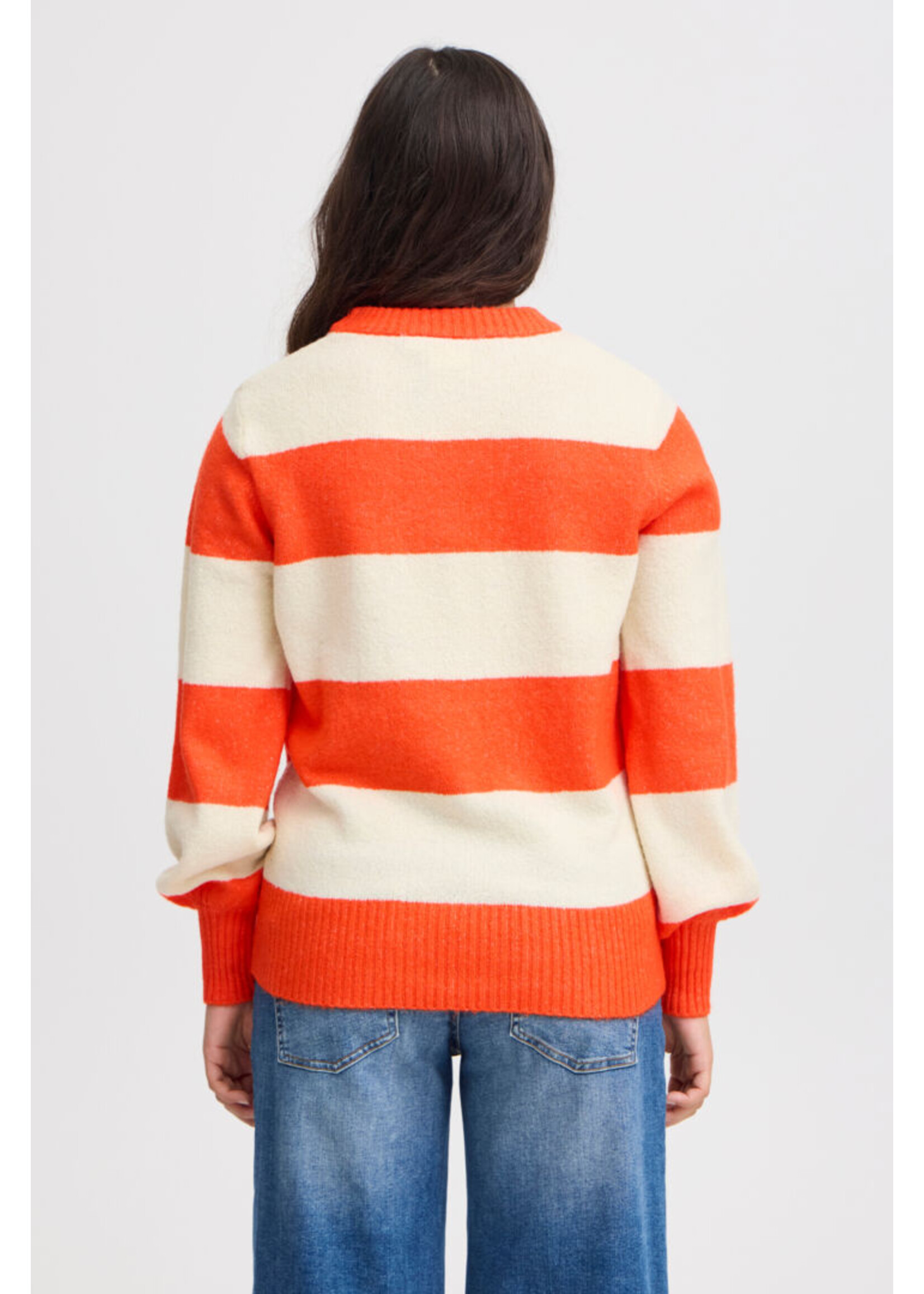 ICHI ICHI Pull IHEDEN - Rayé Orange/Lait d'Amande