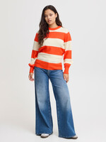 ICHI ICHI Pull IHEDEN - Rayé Orange/Lait d'Amande