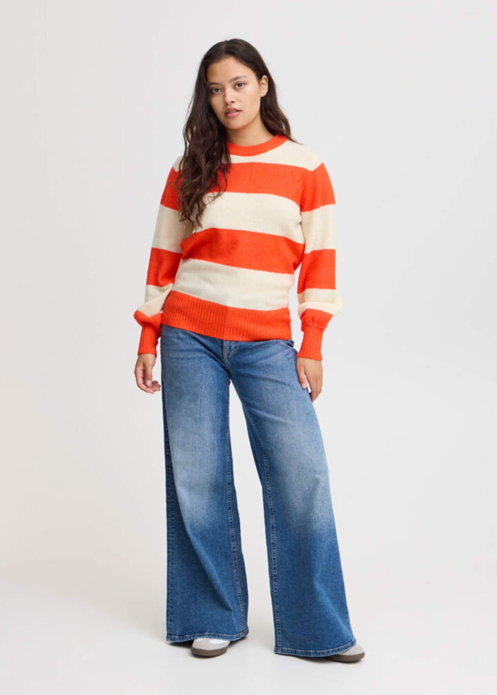 ICHI ICHI IHEDEN Pullover - Orange/Almond Milk Stripe
