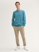 Tom Tailor Tom Tailor Pull Ras Du Cou En Coton & Cachemire - Mélange Bleu Sarcelle Vif