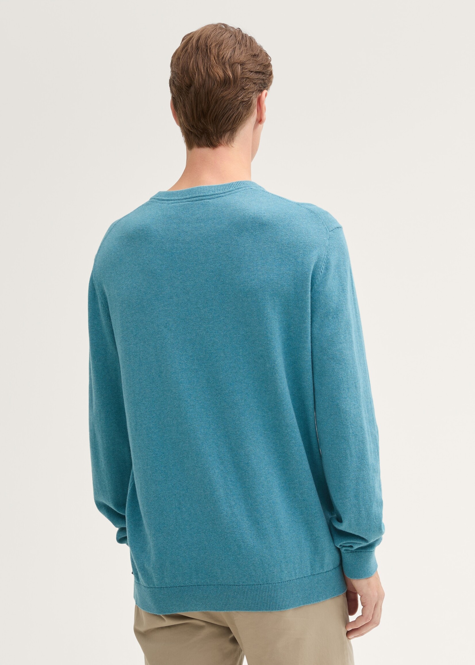 Tom Tailor Tom Tailor Pull Ras Du Cou En Coton & Cachemire - Mélange Bleu Sarcelle Vif