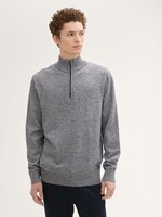Tom Tailor Tom Tailor Basic Knit Troyer - Navy White Mouline