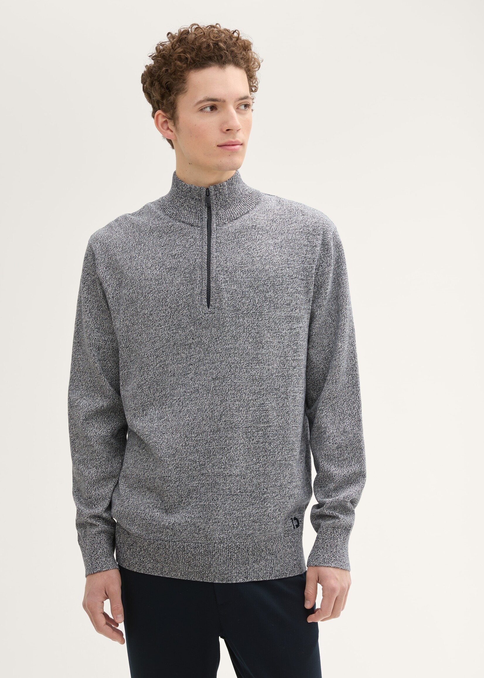 Tom Tailor Tom Tailor Pull En Tricot Basique - Navy White Mouline