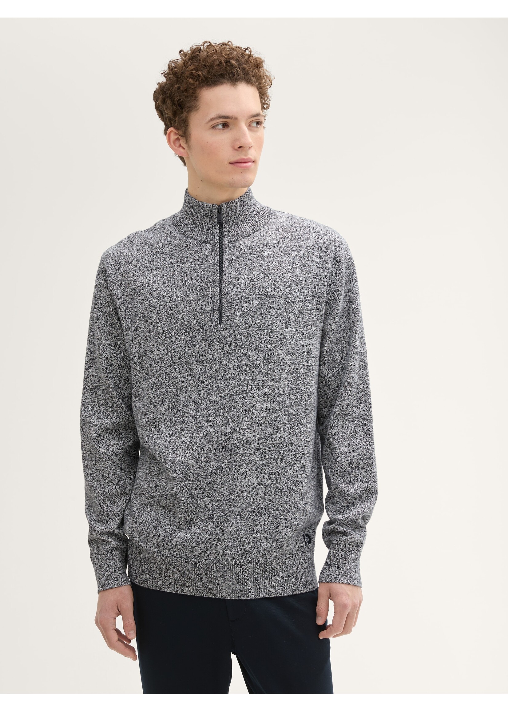 Tom Tailor Tom Tailor Pull En Tricot Basique - Navy White Mouline
