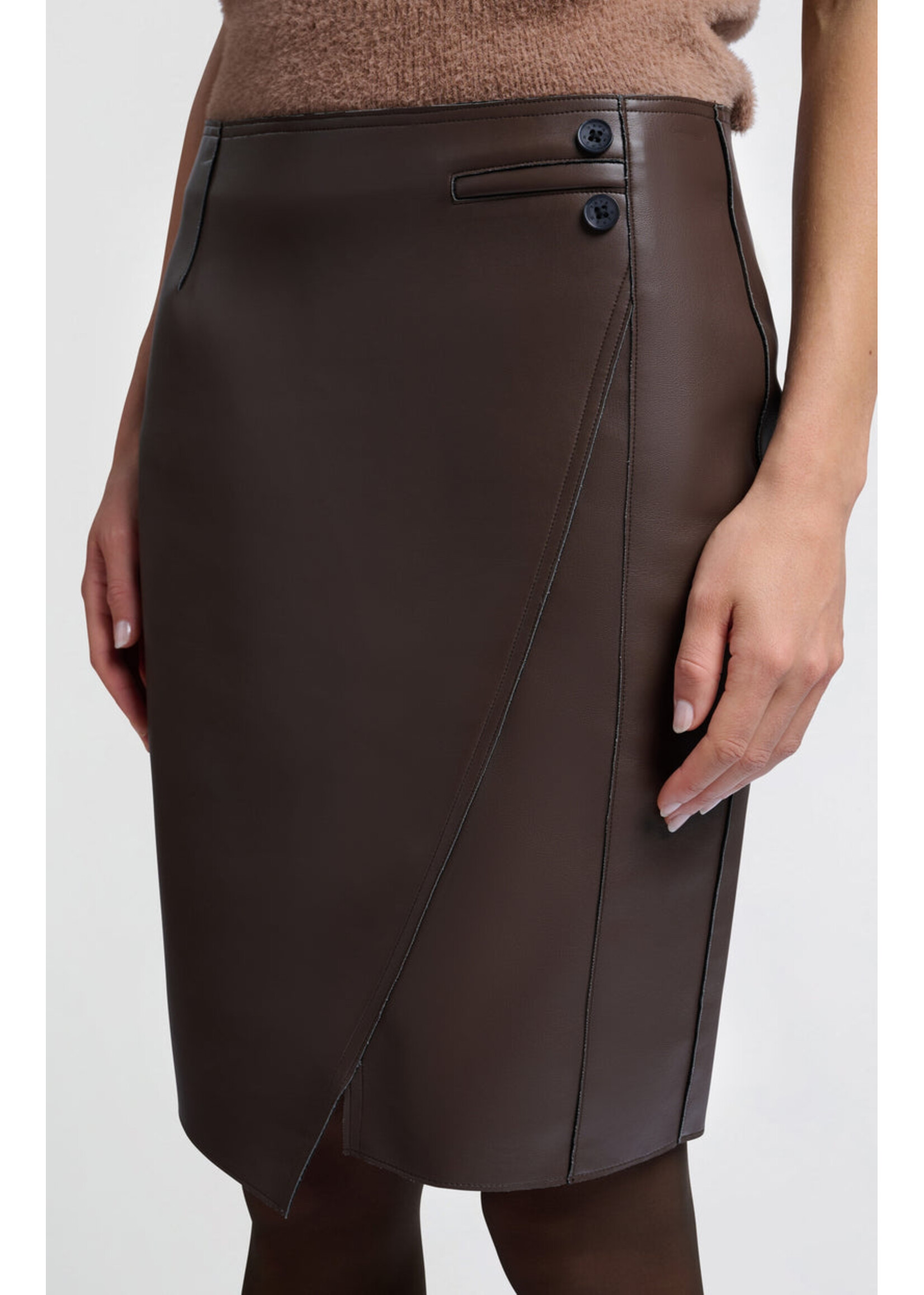 Yaya Women YAYA Faux Leather Midi Skirt - Chocolate