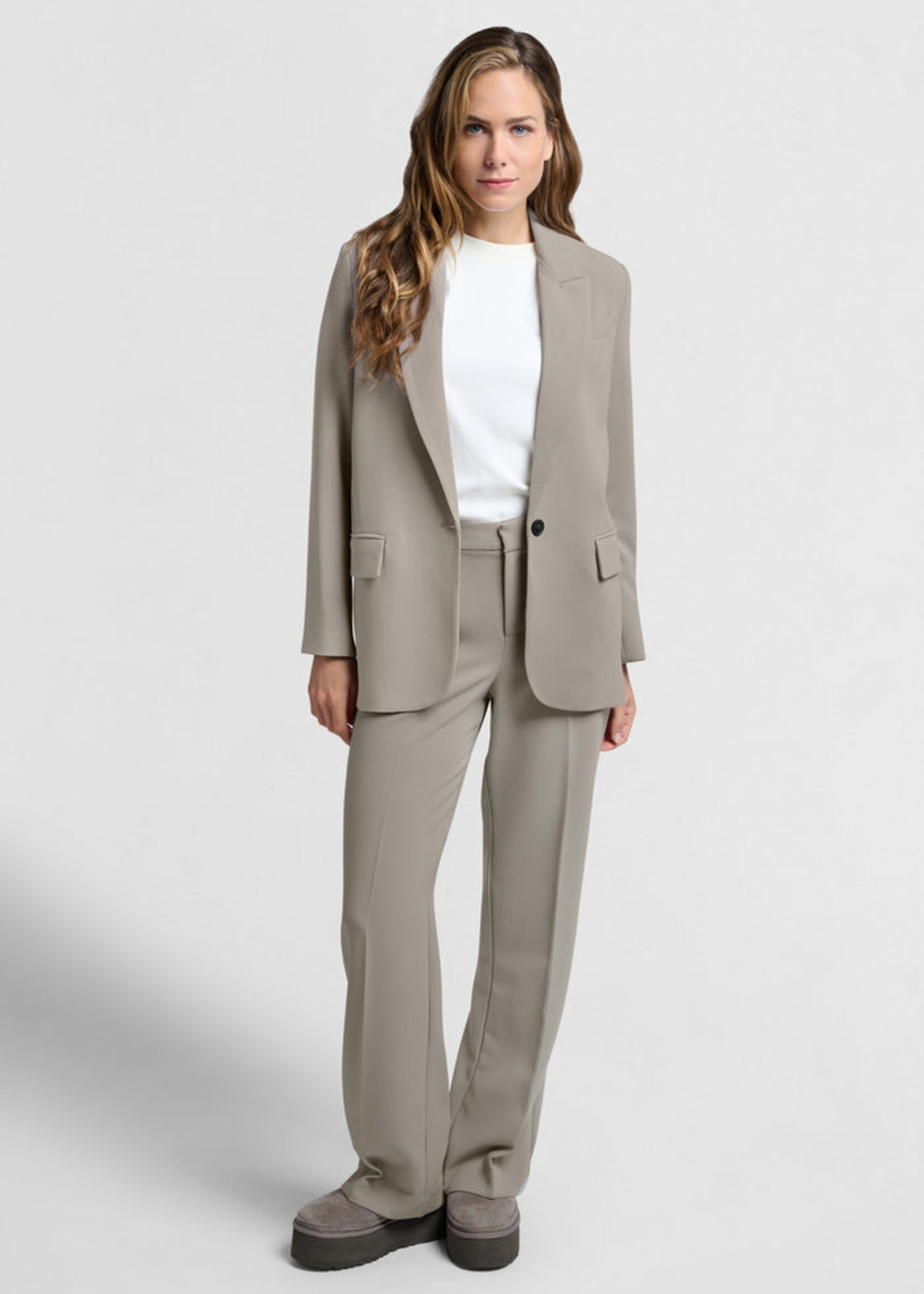 Yaya Women YAYA Blazer Oversize Tissé - Moon Rock