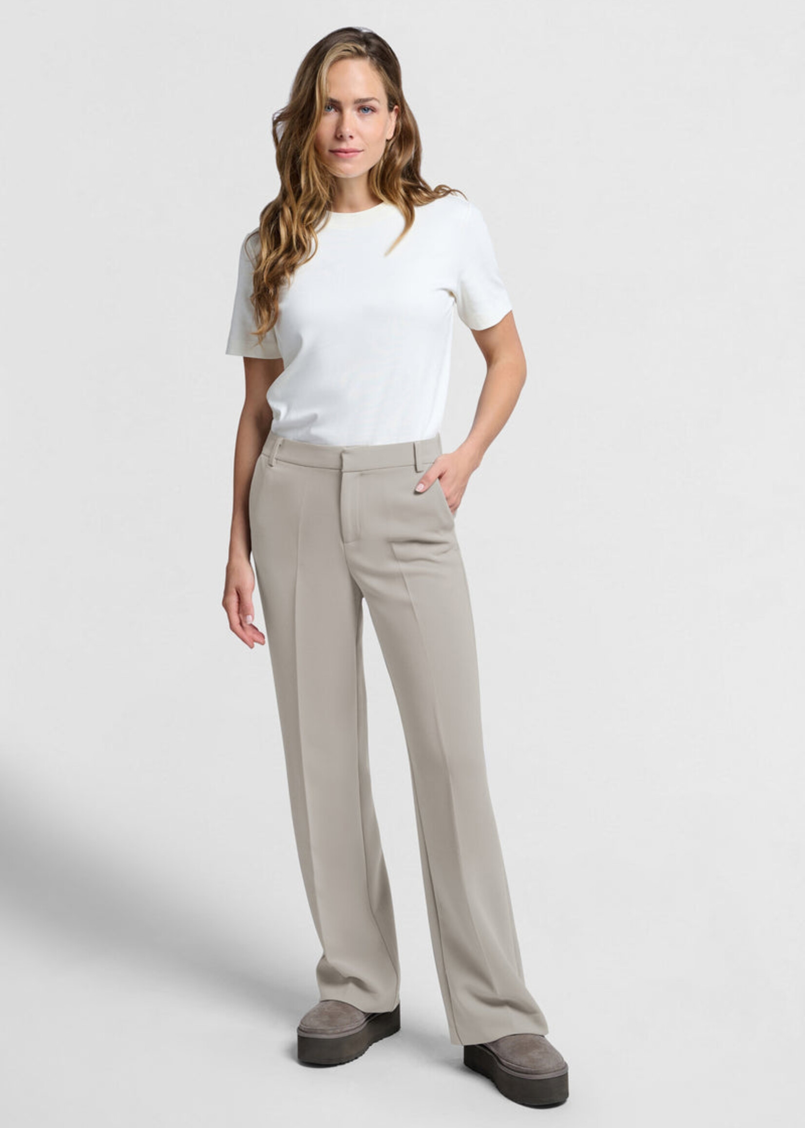 Yaya Women YAYA Pantalon Large Tissé Avec Taille Élastique - Moon Rock