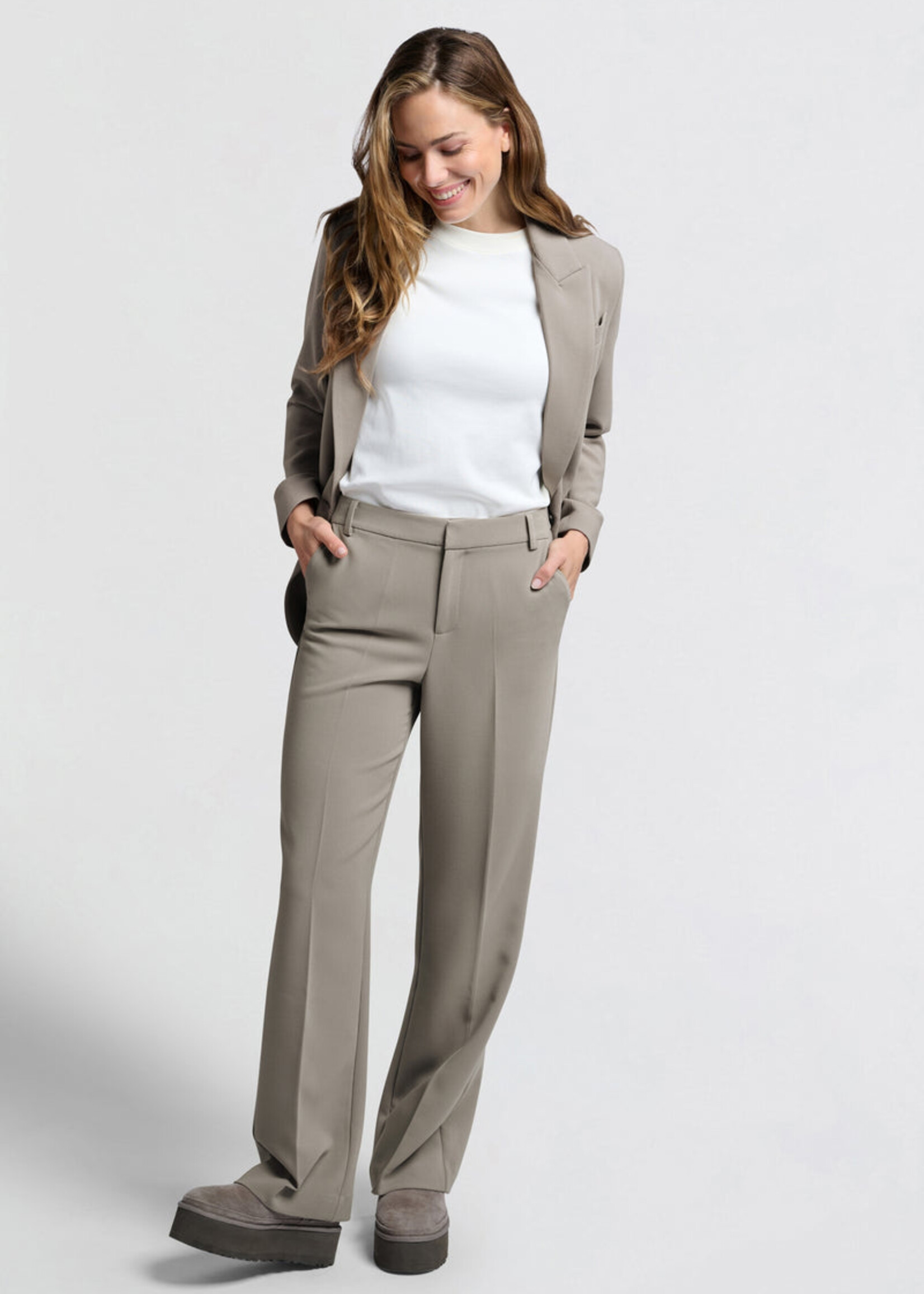 Yaya Women YAYA Pantalon Large Tissé Avec Taille Élastique - Moon Rock