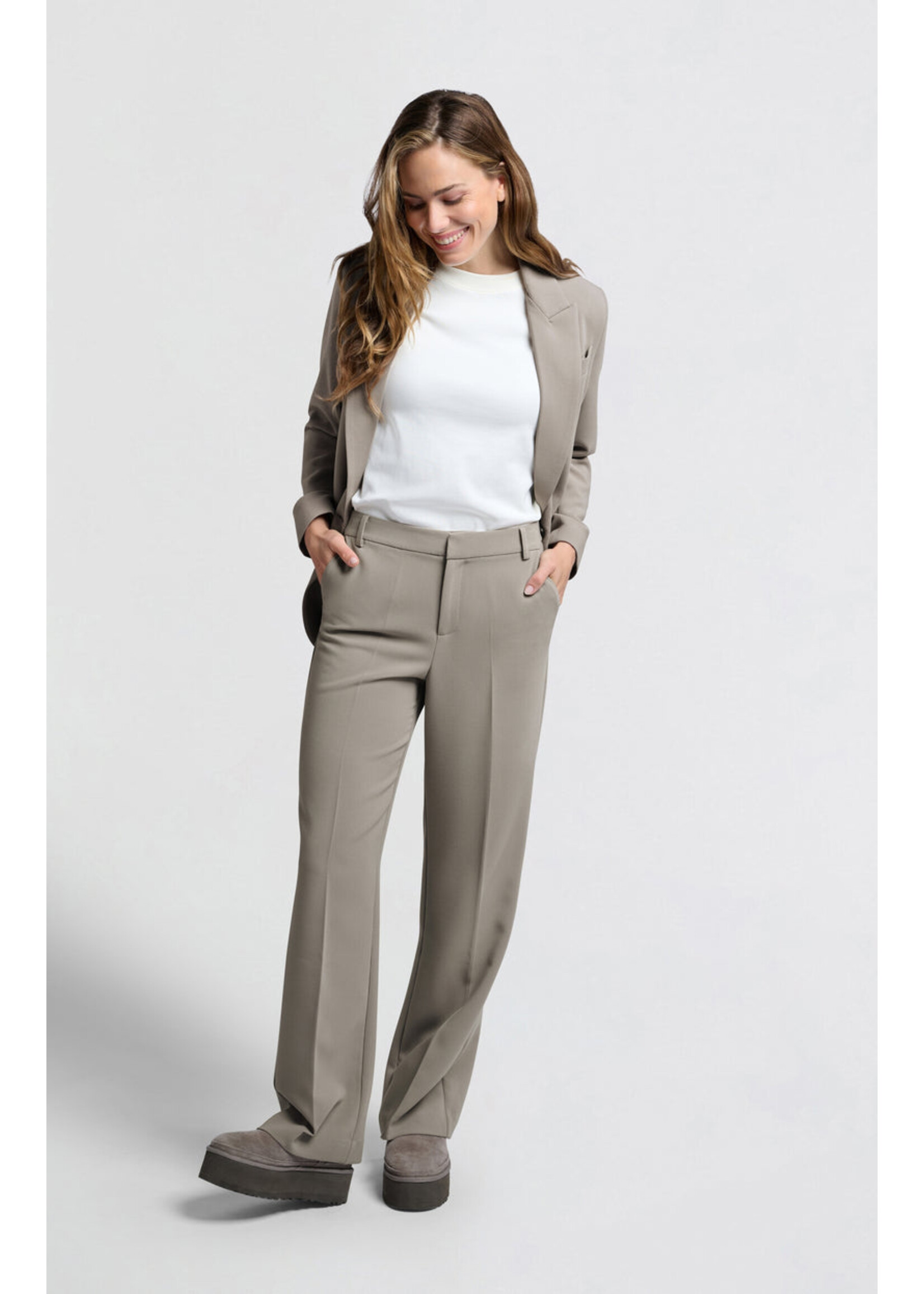 Yaya Women YAYA Pantalon Large Tissé Avec Taille Élastique - Moon Rock