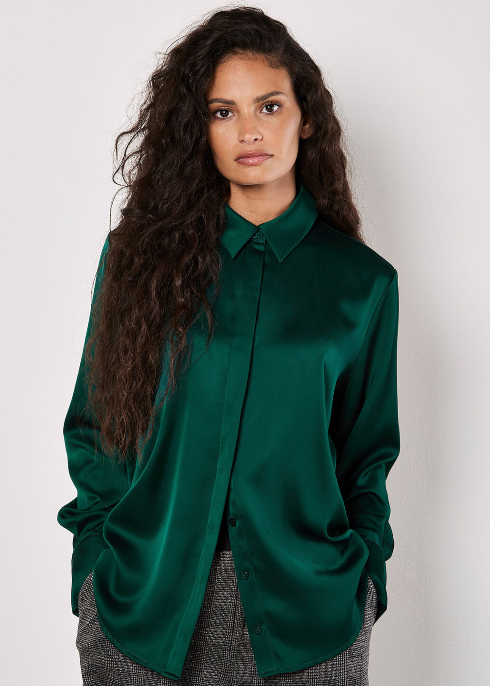 Apricot Apricot Chemise Oversize En Satin À Manches Longues - Vert