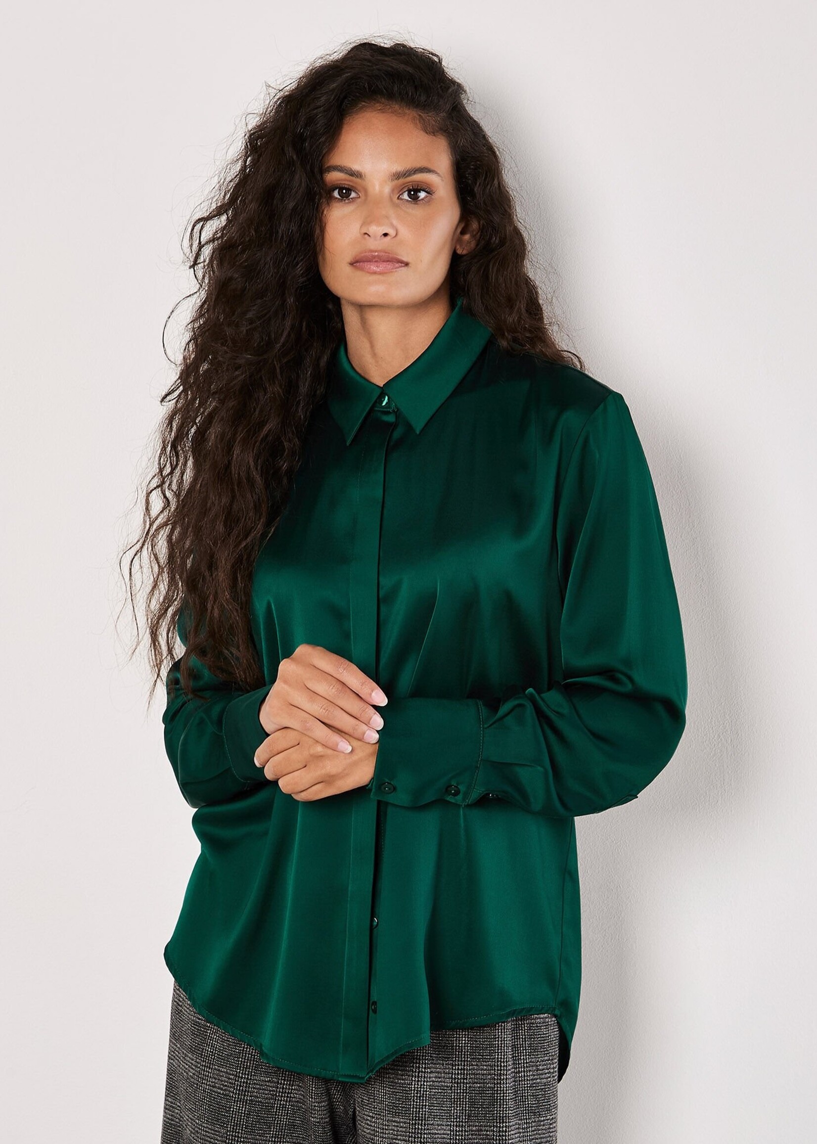 Apricot Apricot Chemise Oversize En Satin À Manches Longues - Vert