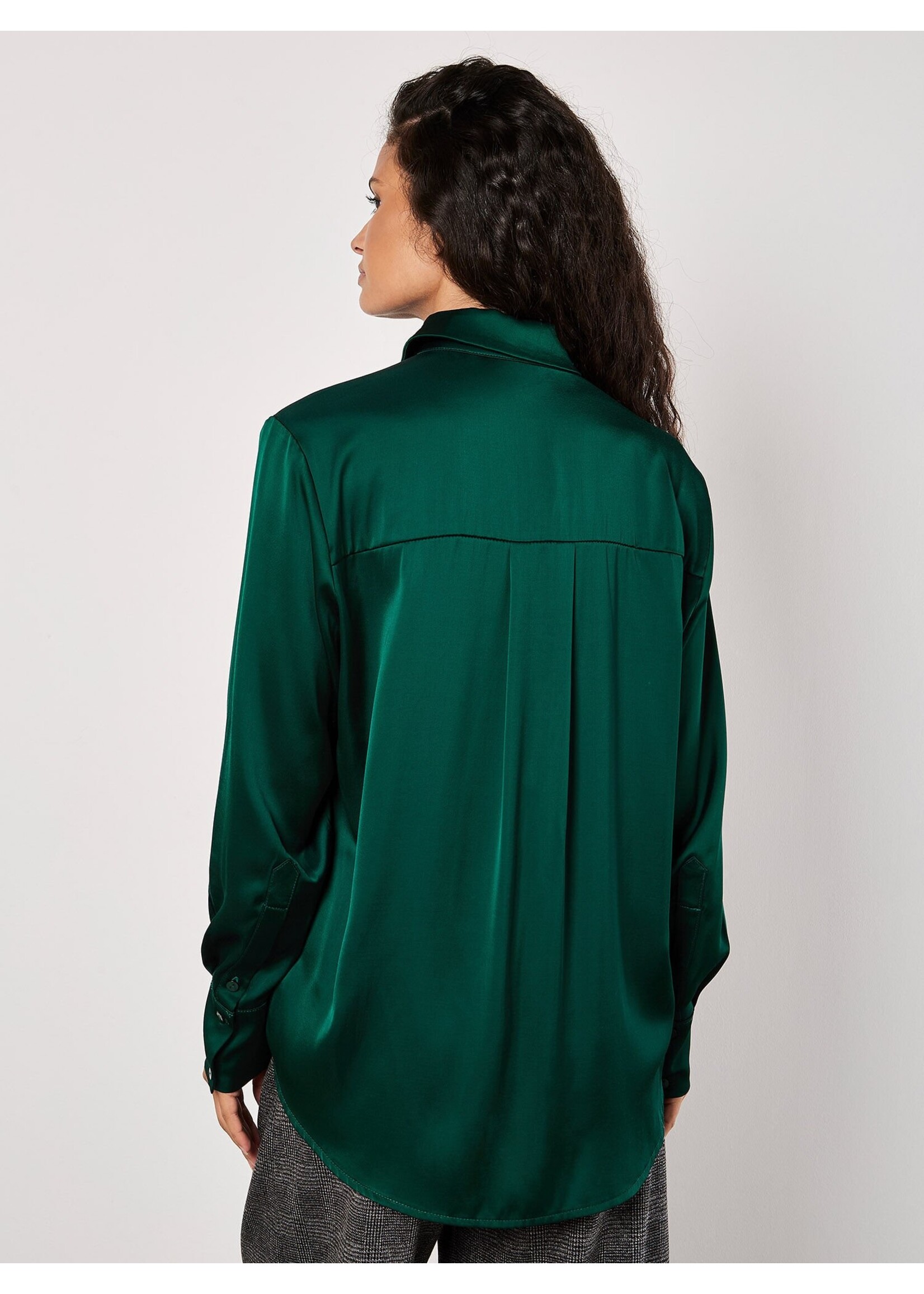 Apricot Apricot Oversized Satin Hi Low Shirt - Green