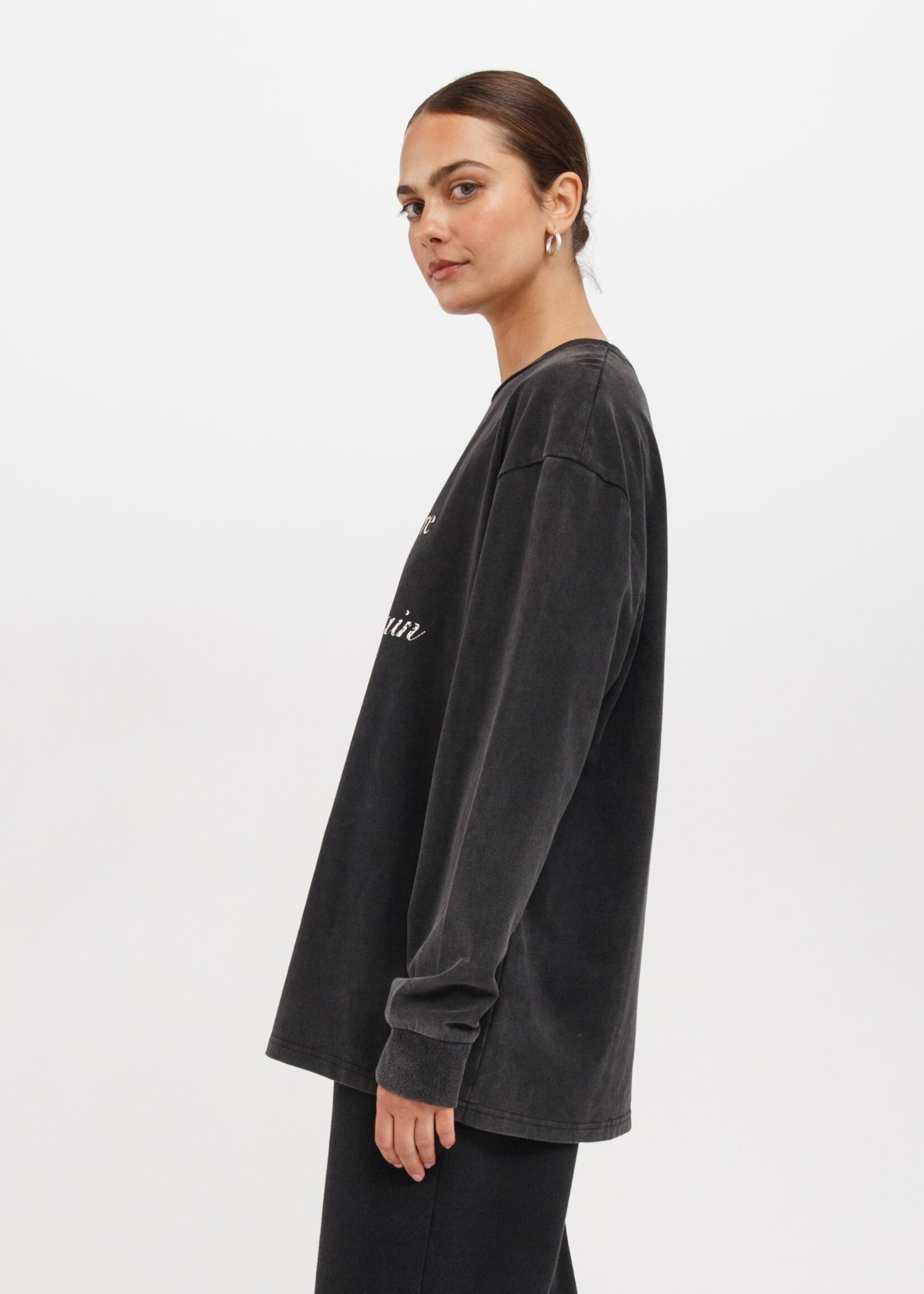 Brunette The Label Brunette The Label Tee LS Boxy « When You're Ready Begin Again » - Noir délavé