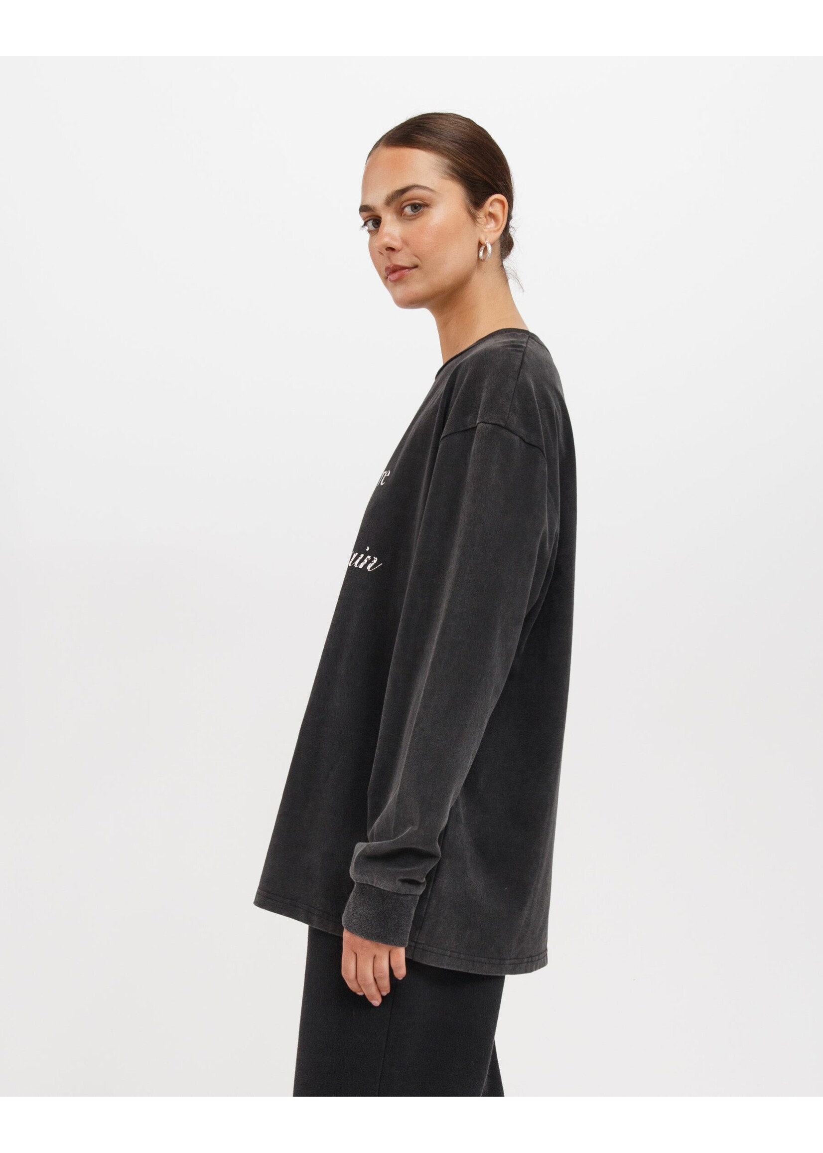 Brunette The Label Brunette The Label Tee LS Boxy « When You're Ready Begin Again » - Noir délavé