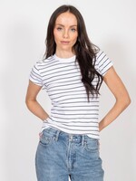 Brunette The Label Brunette The Label Ribbed Fitted T-Shirt - White w/ Black