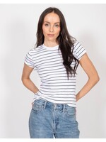 Brunette The Label Brunette The Label T-shirt Ajusté Côtelé - Blanc et Noir