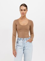 Brunette The Label Brunette The Label Scoop Neck LS Shirt - Fawn