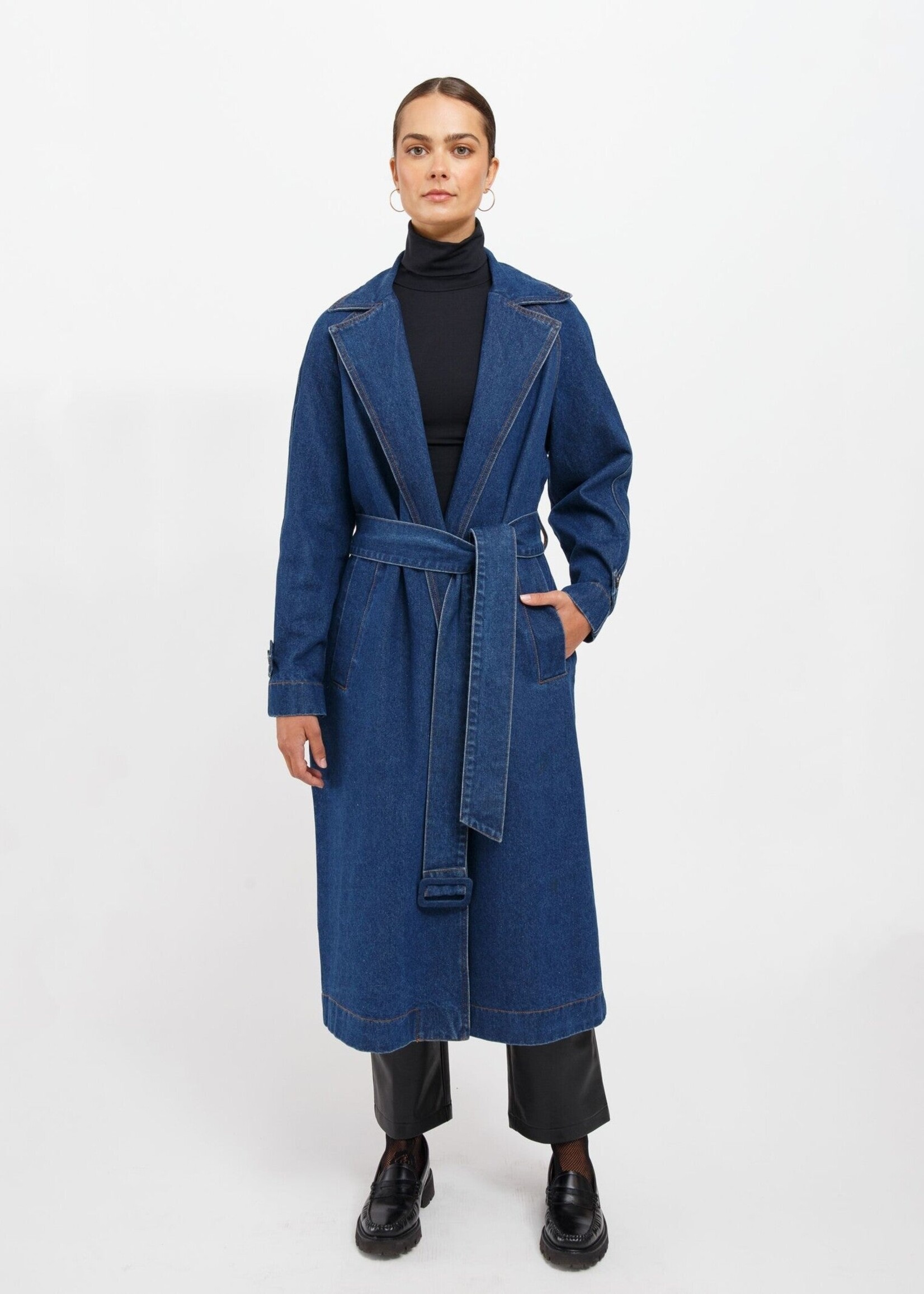 Brunette The Label Brunette The Label Trench-Coat En Jean Caitlin - Denim Bleu Indigo