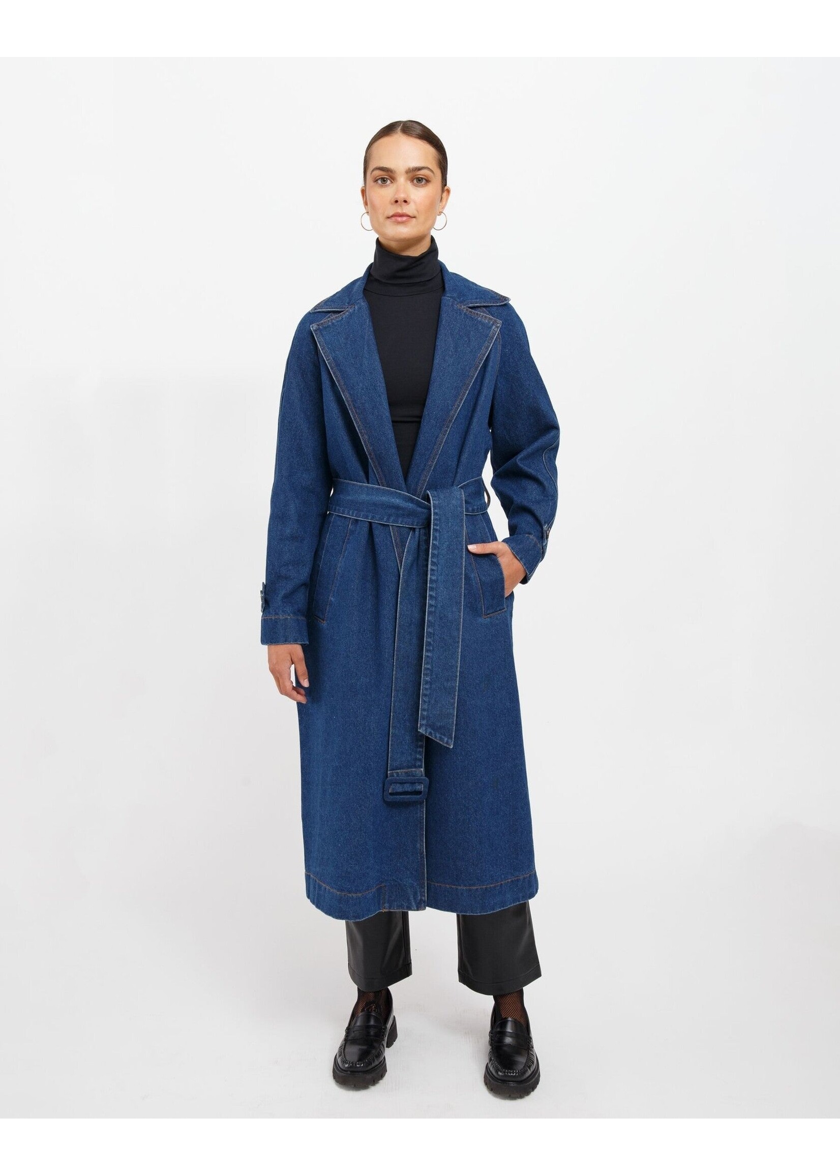 Brunette The Label Brunette The Label Caitlin Denim Trench Coat - Indigo Blue Denim