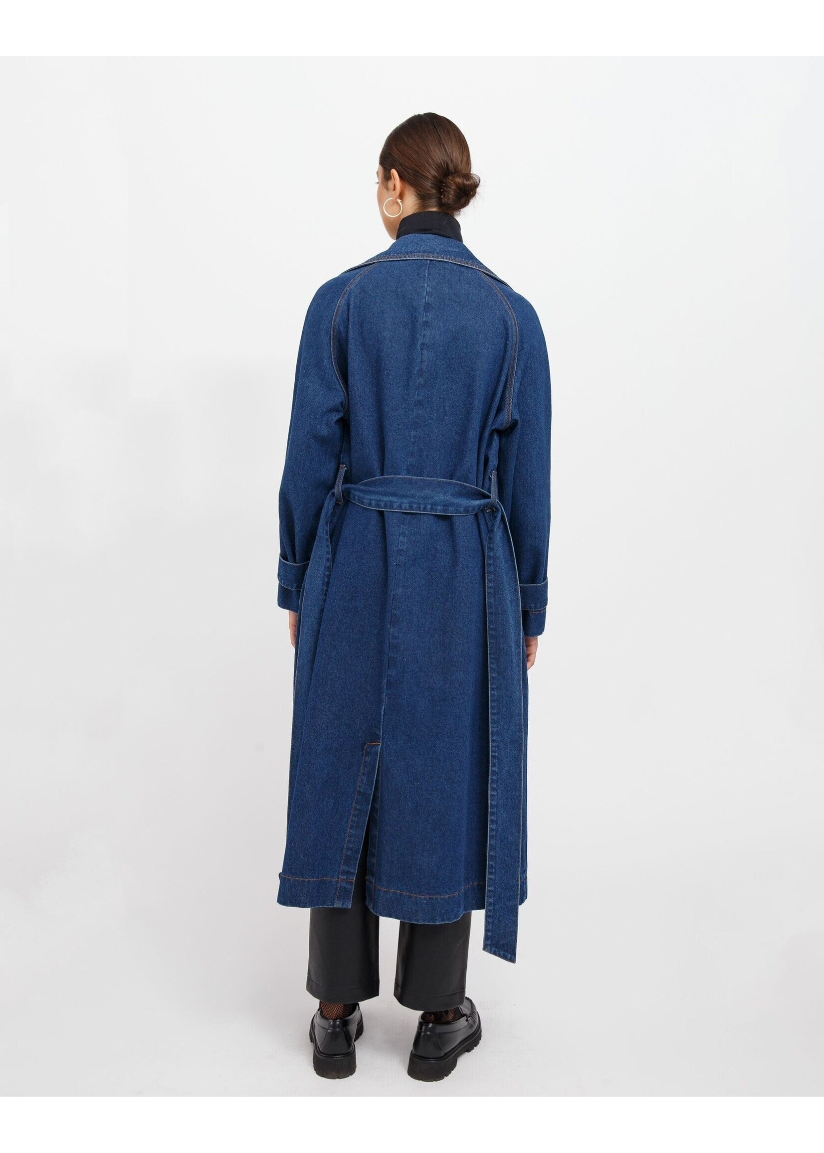 Brunette The Label Brunette The Label Caitlin Denim Trench Coat - Indigo Blue Denim