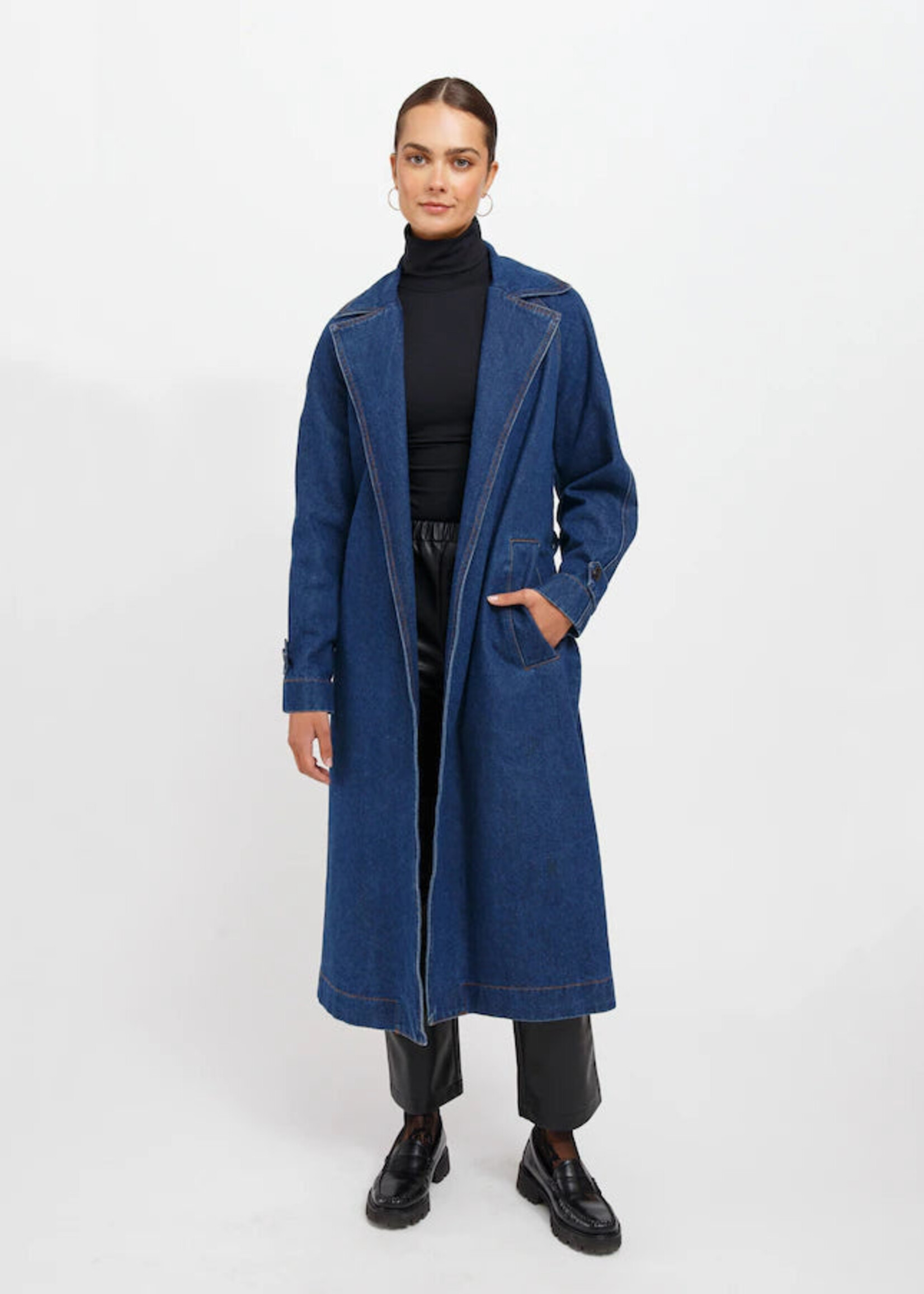 Brunette The Label Brunette The Label Caitlin Denim Trench Coat - Indigo Blue Denim