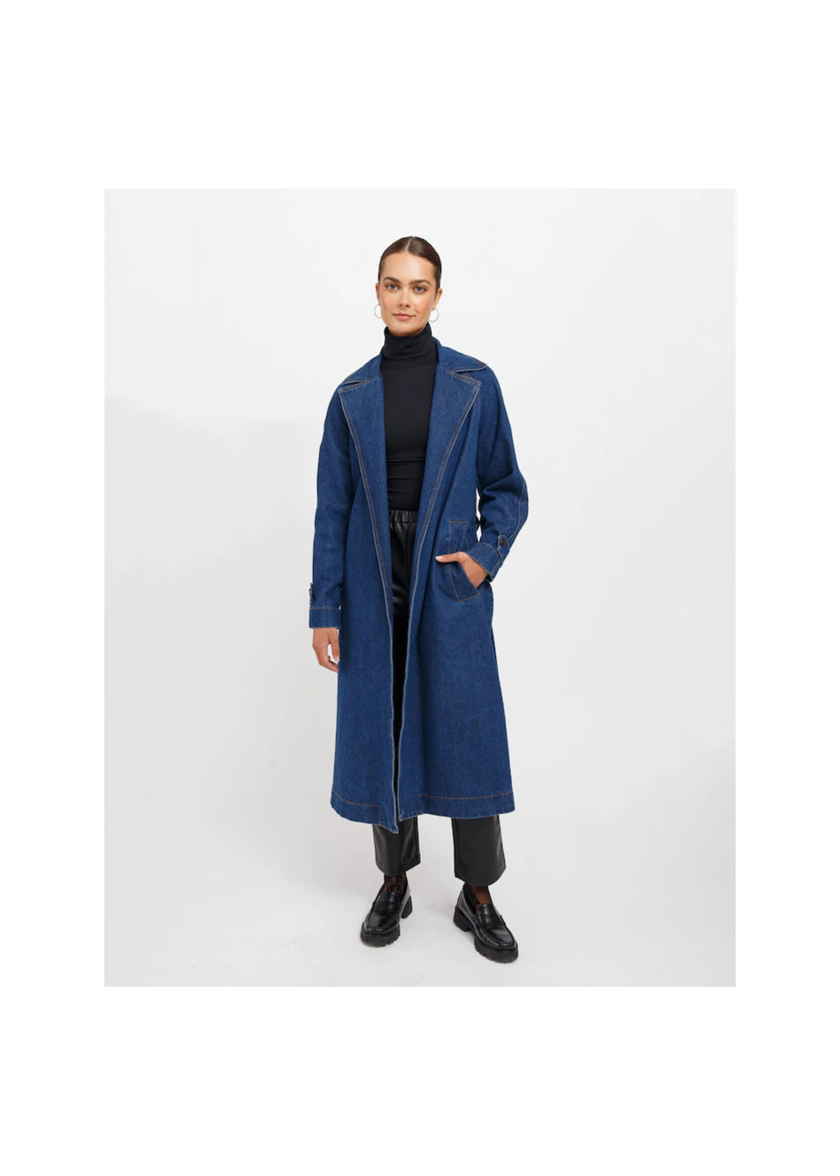 Brunette The Label Brunette The Label Trench-Coat En Jean Caitlin - Denim Bleu Indigo