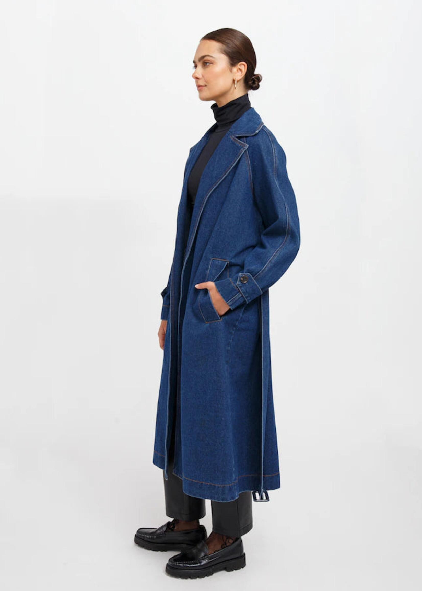 Brunette The Label Brunette The Label Caitlin Denim Trench Coat - Indigo Blue Denim