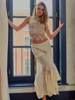 Free People Free People Jupe Mi-Longue Fendue Make You Mine - Cream