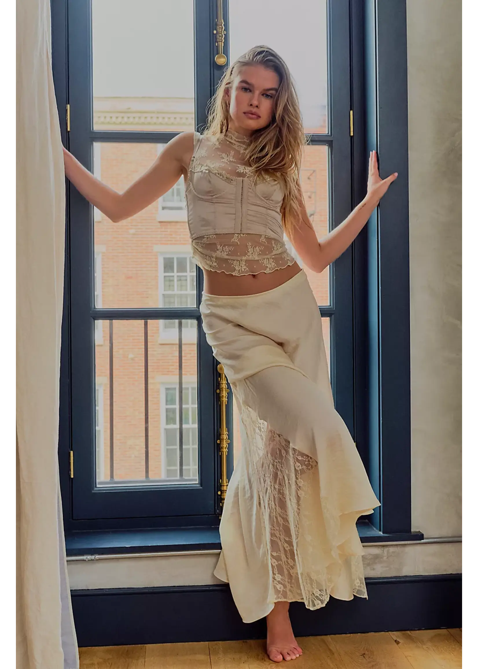 Free People Free People Make You Mine 1/2 Split Skirt - Cream