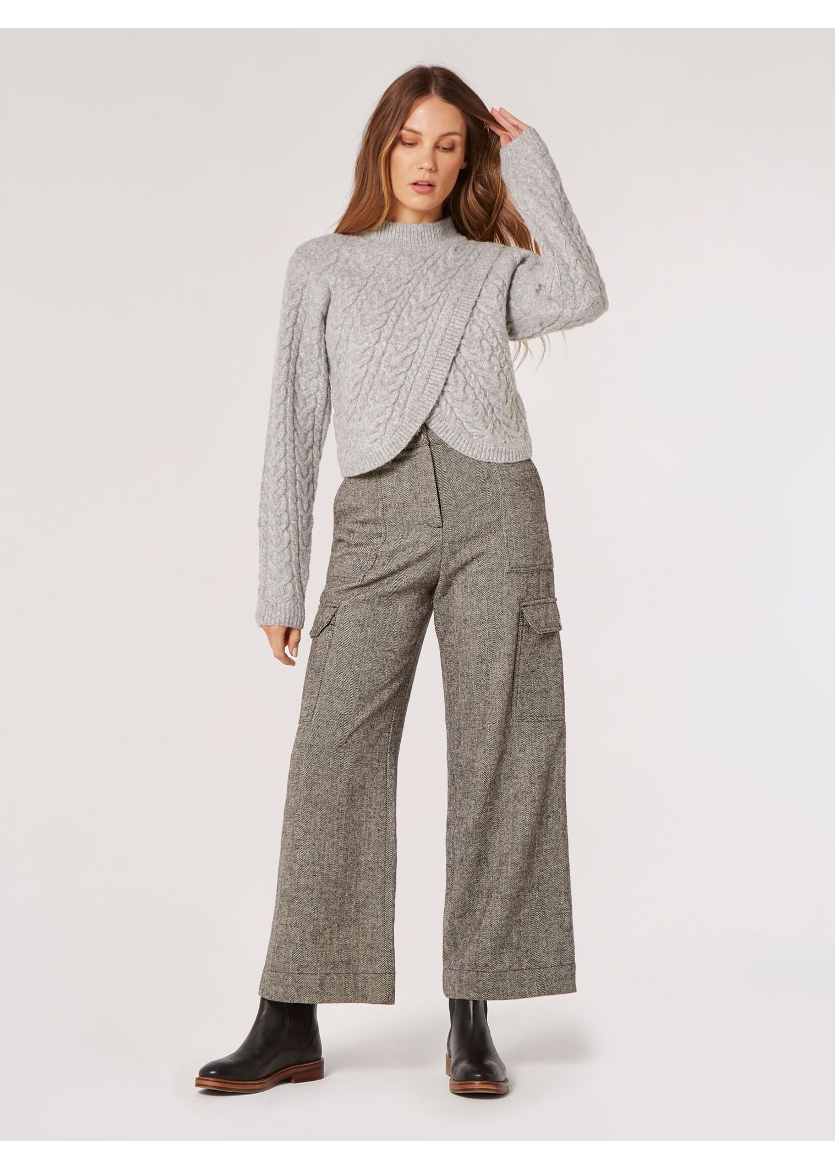 Apricot Apricot Pull Cache-Cœur En Maille Torsadée - Gris