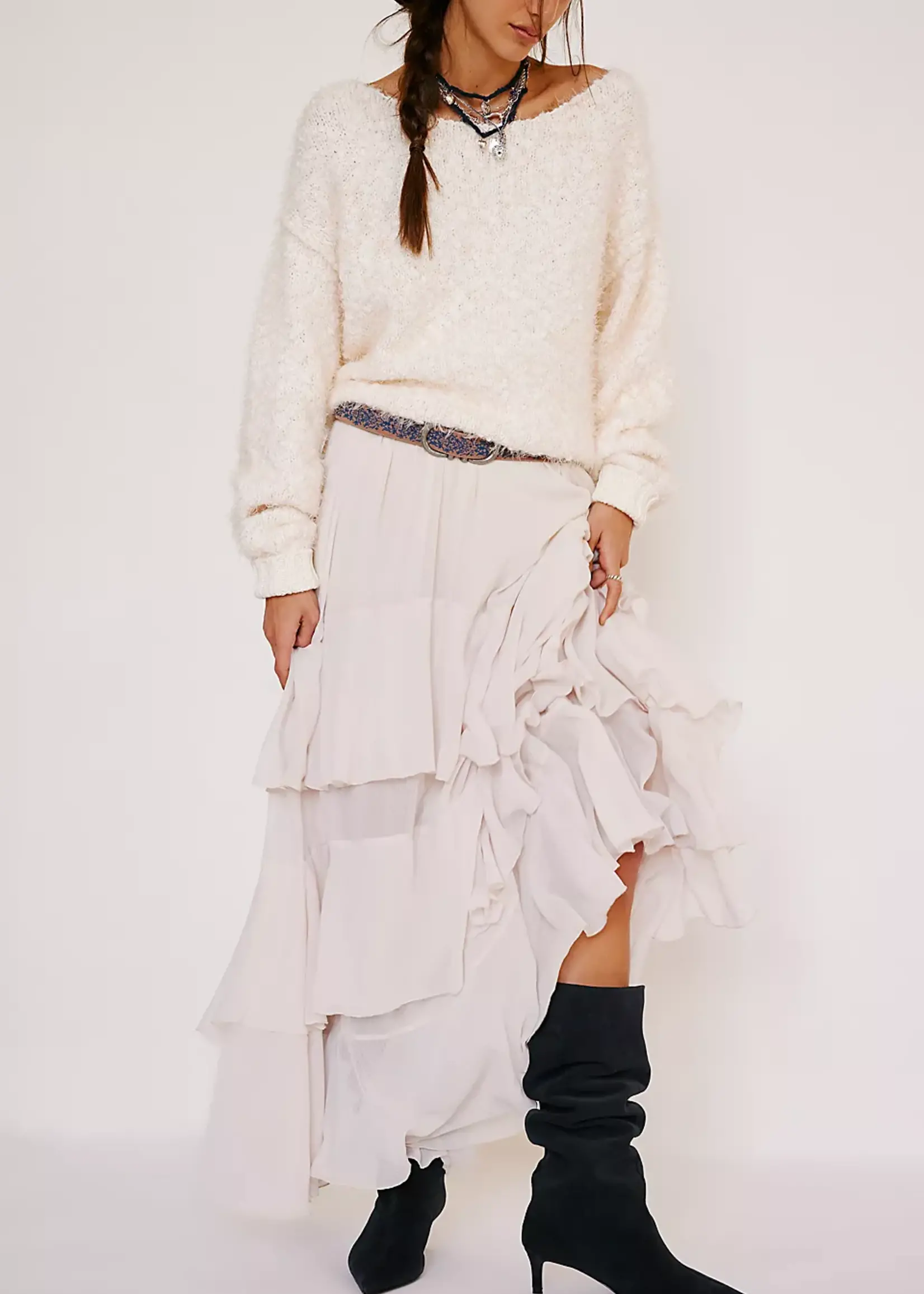 Free People Free People Clementine Maxi Skirt - Ivory