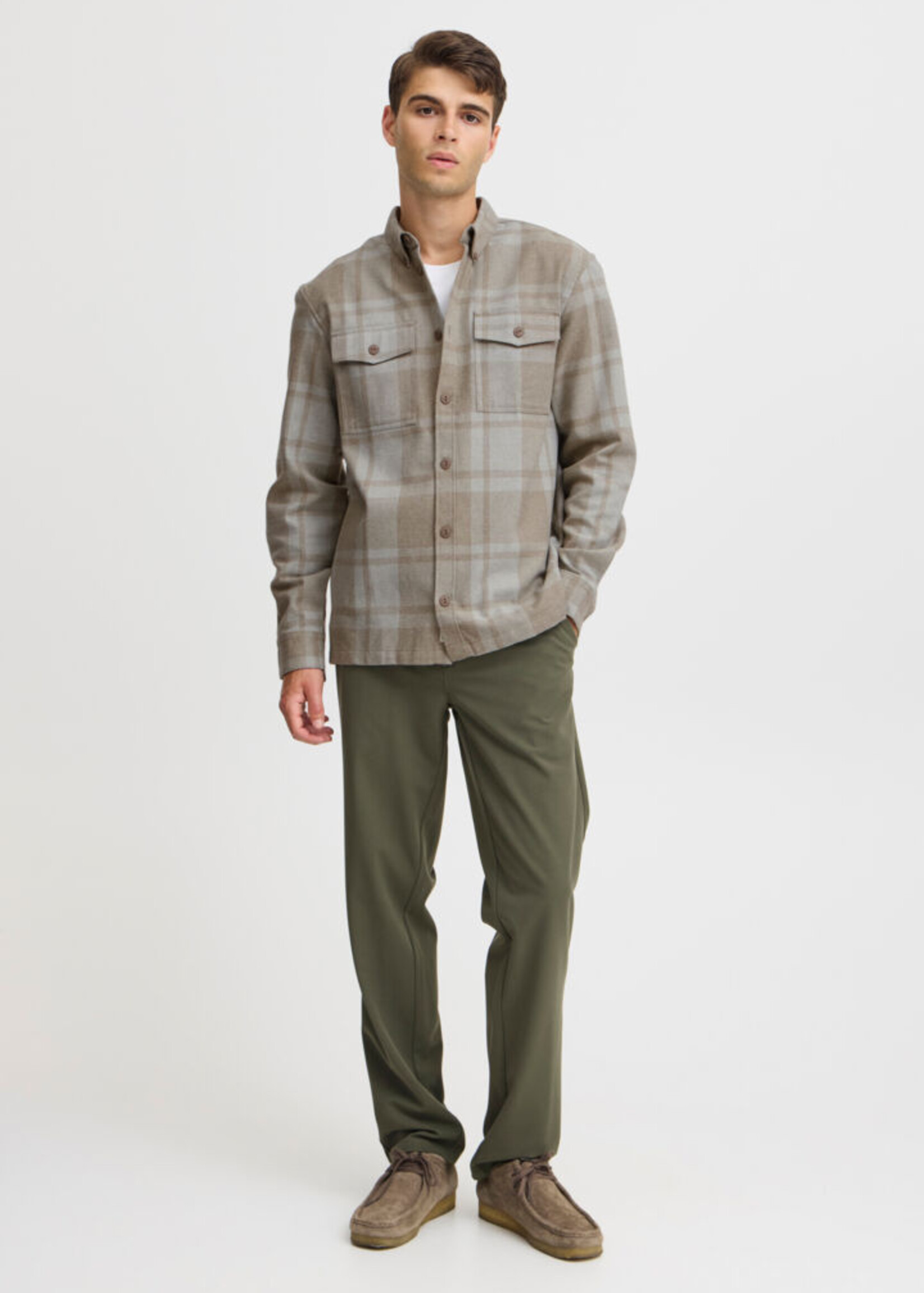 Casual Friday Casual Friday Augusto LS Chekered Overshirt - Silver Mink Melange