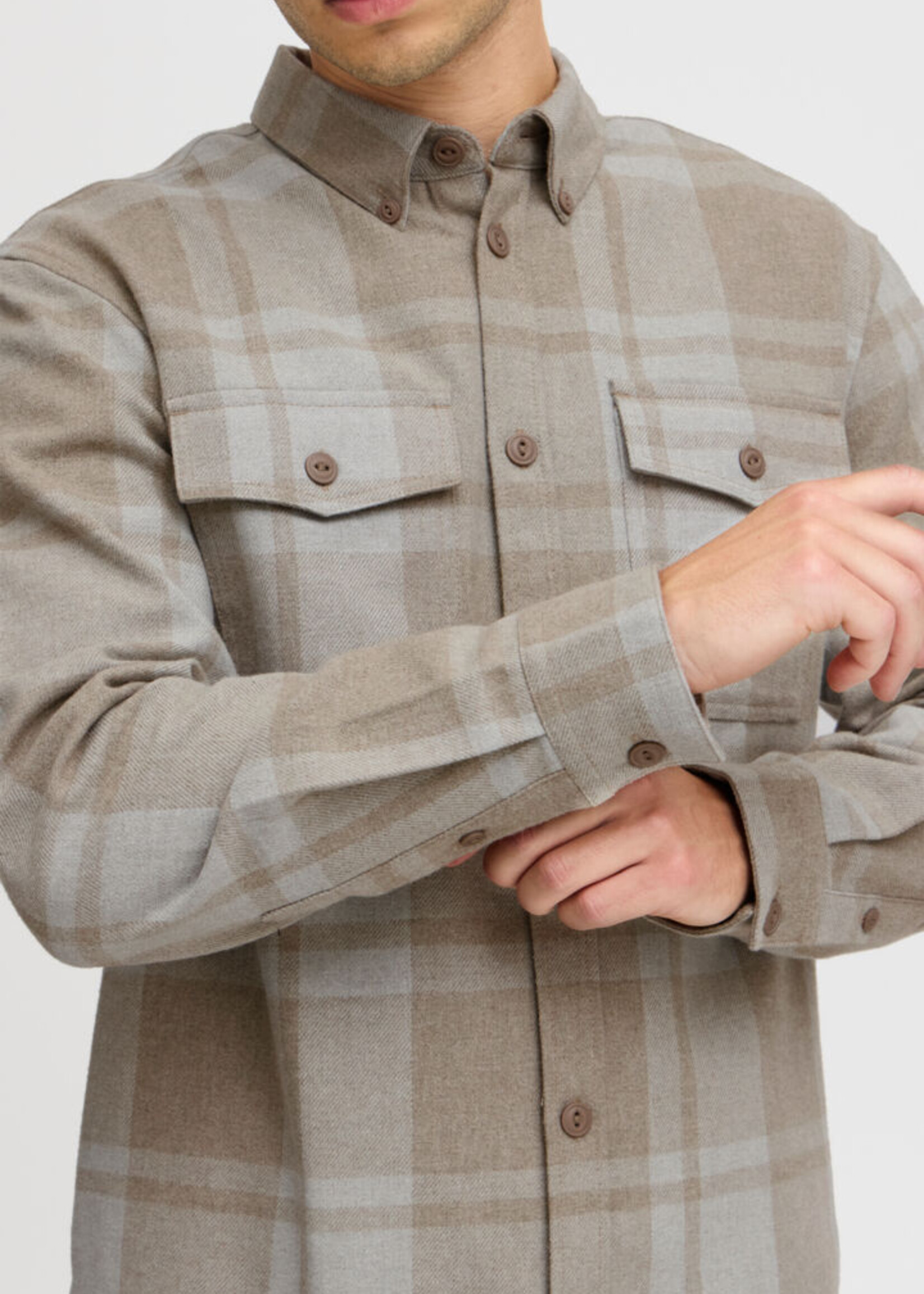 Casual Friday Casual Friday Augusto LS Chekered Overshirt - Silver Mink Melange