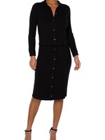 Liverpool Liverpool Button Long Sleeve Knit Shirt Dress - Black